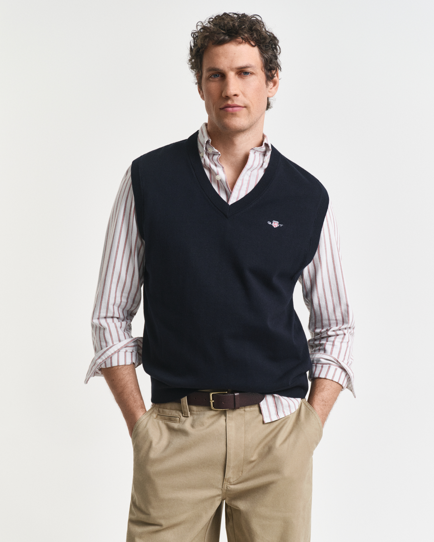 Gant Men's Blue Classic Cotton Vest (M) Medium
