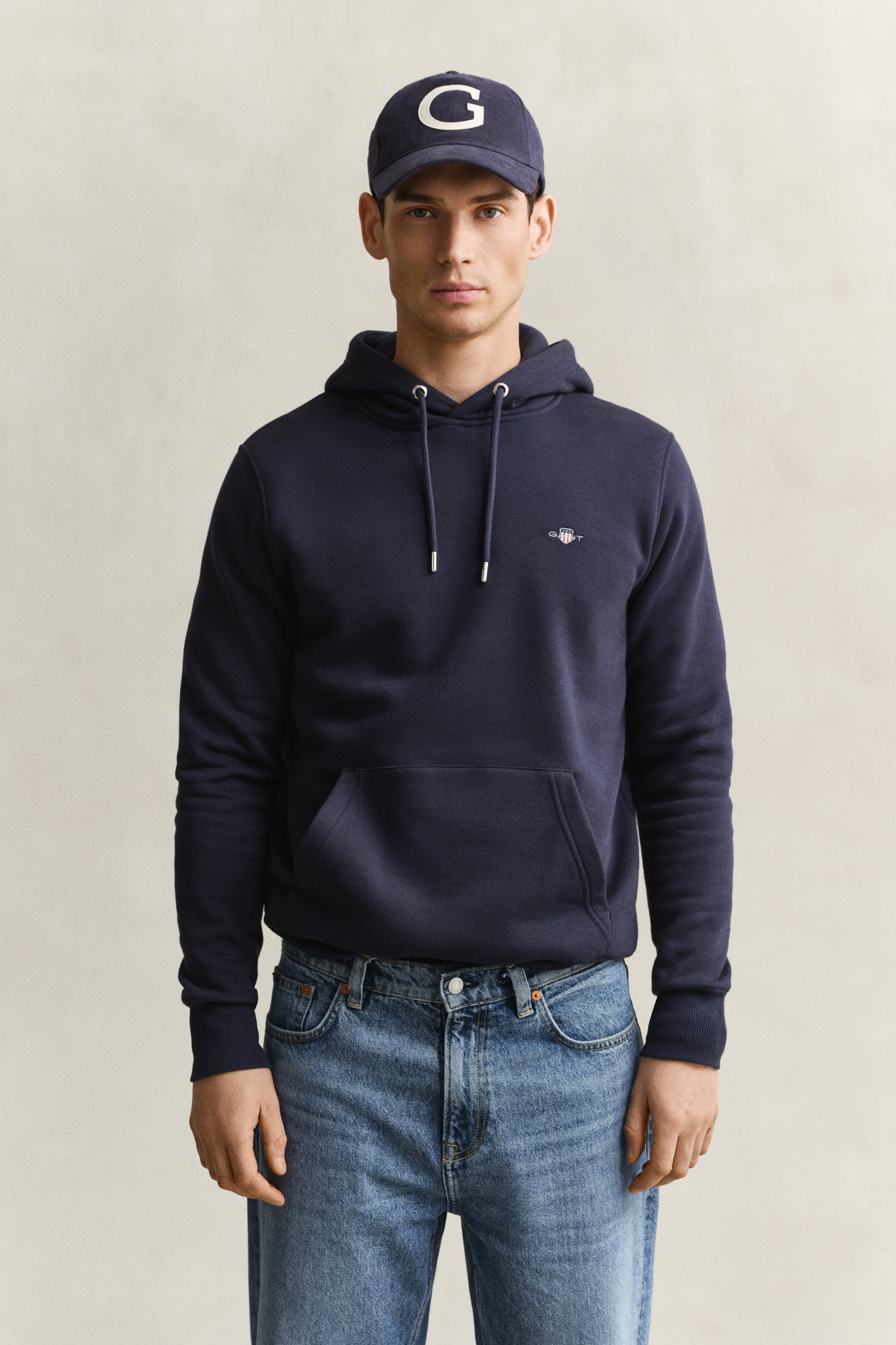 Gant Men's Navy Shield Hoodie (L) Evening Blue