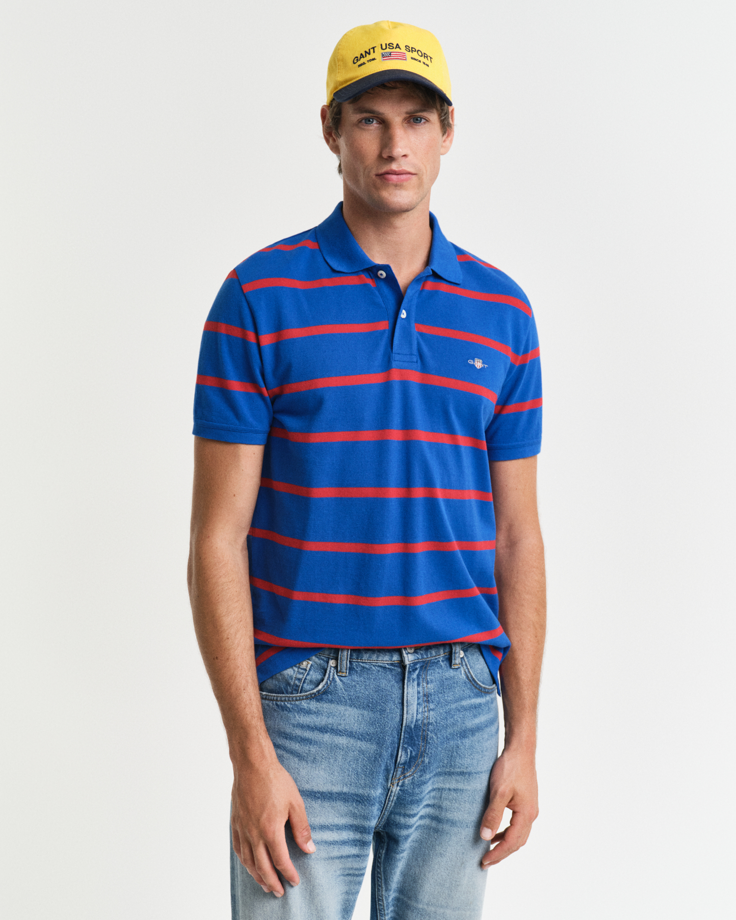 Gant Men's Blue Striped Polo Shirt (S)