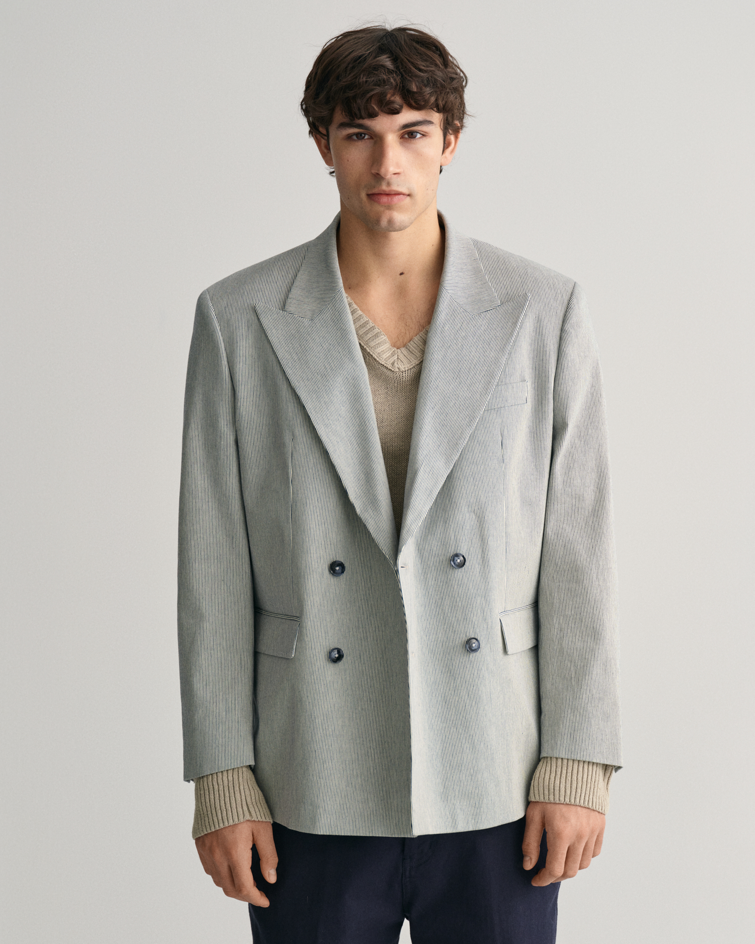 Oversized Striped Double Breasted Blazer - GANT