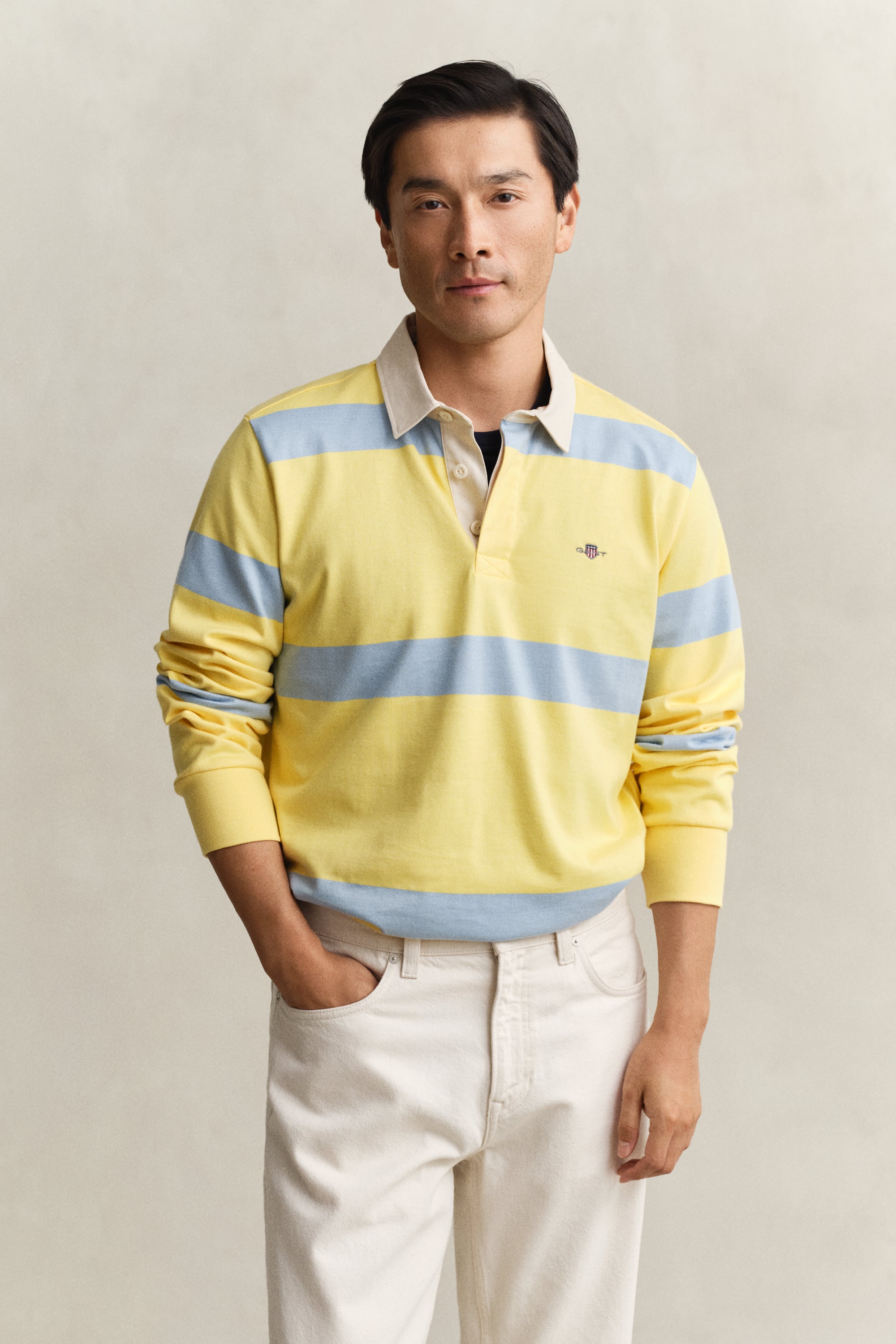 Gant Men's Banana Yellow Striped Rugger (Xxxl)