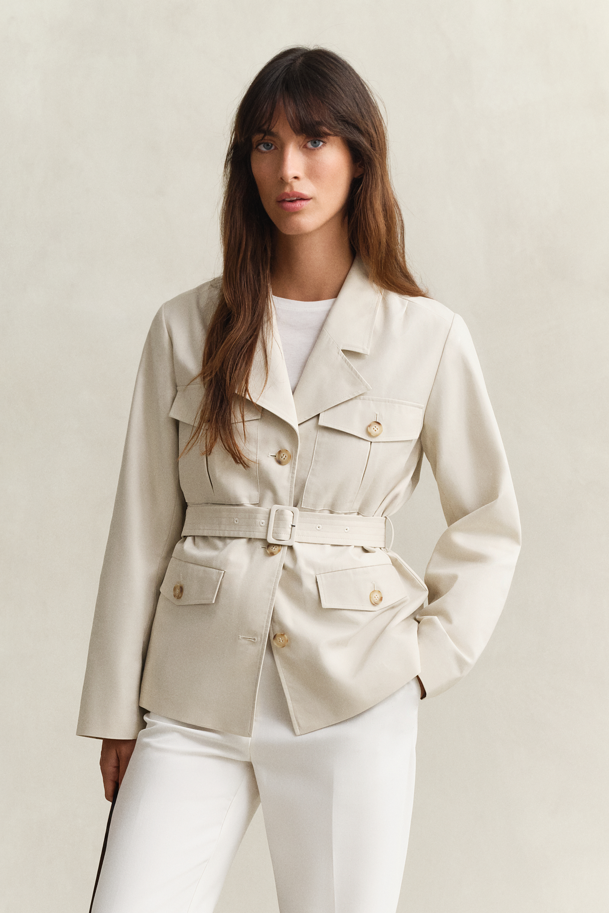 Gant Women's Faded Beige Belted Utility Jacket (M)