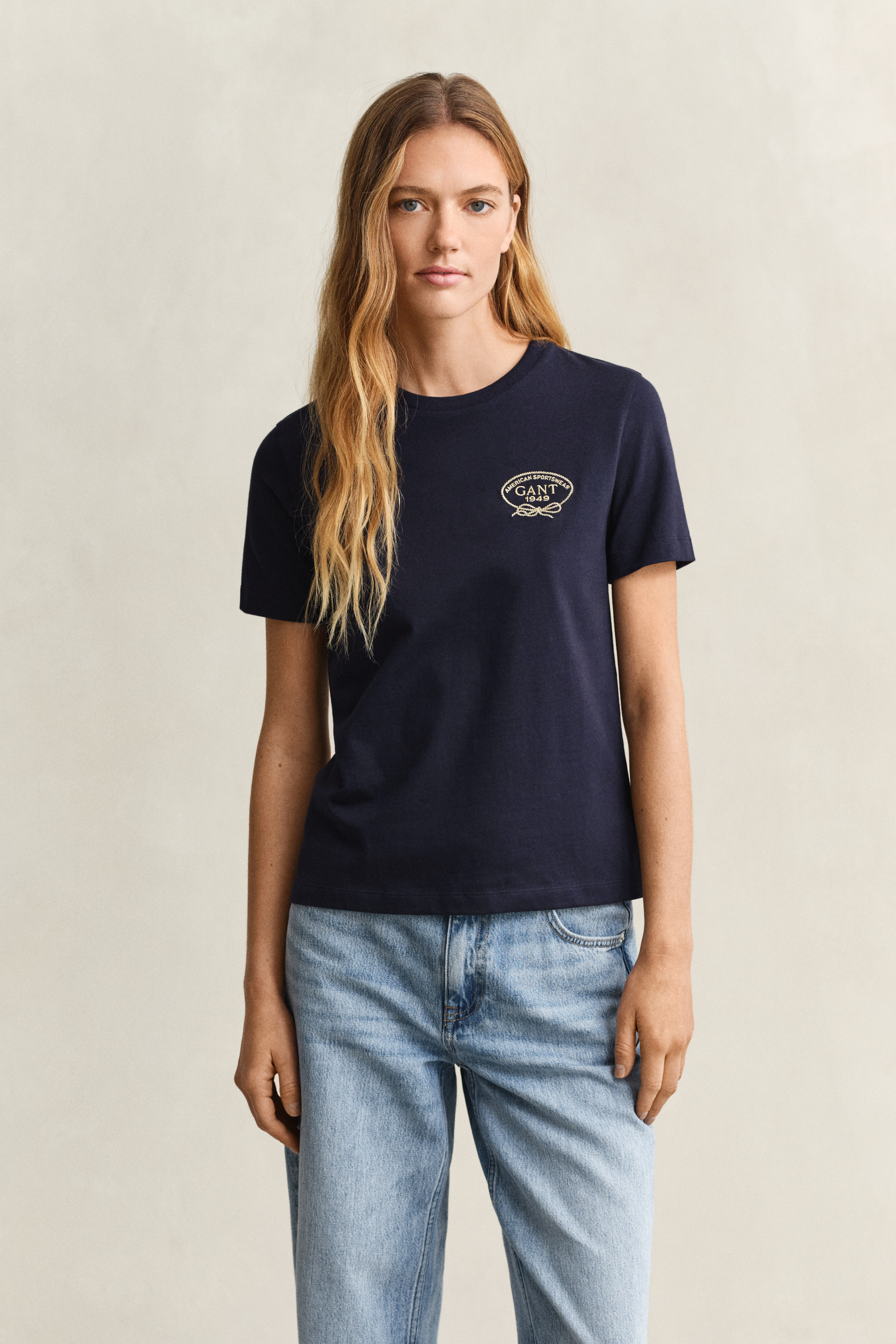 Gant Women's Navy Rope Graphic T-Shirt (Xl) Evening Blue