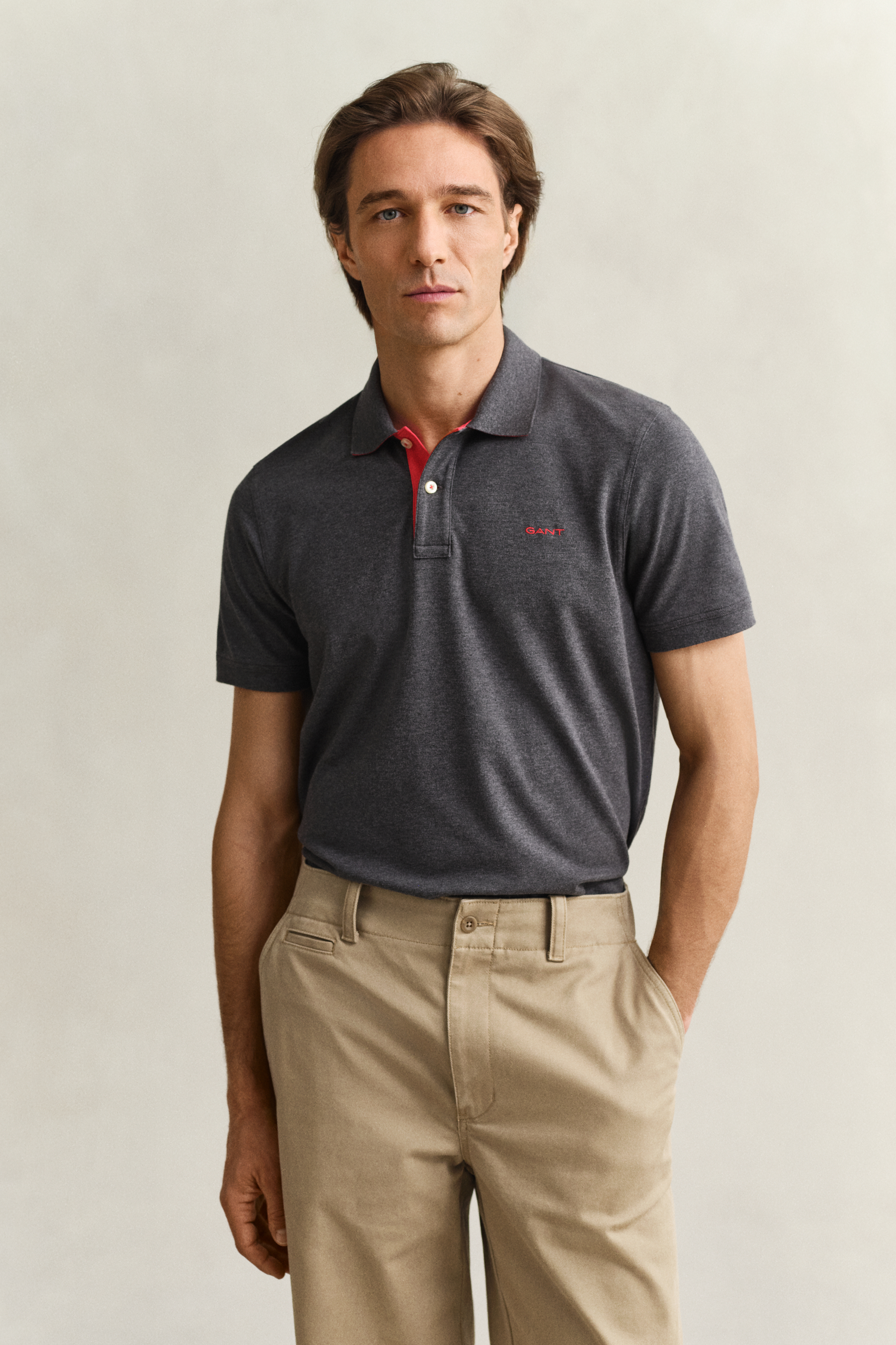 Gant Men's Dark Grey Contrast Piqué Polo Shirt (4Xl) Antracit Melange