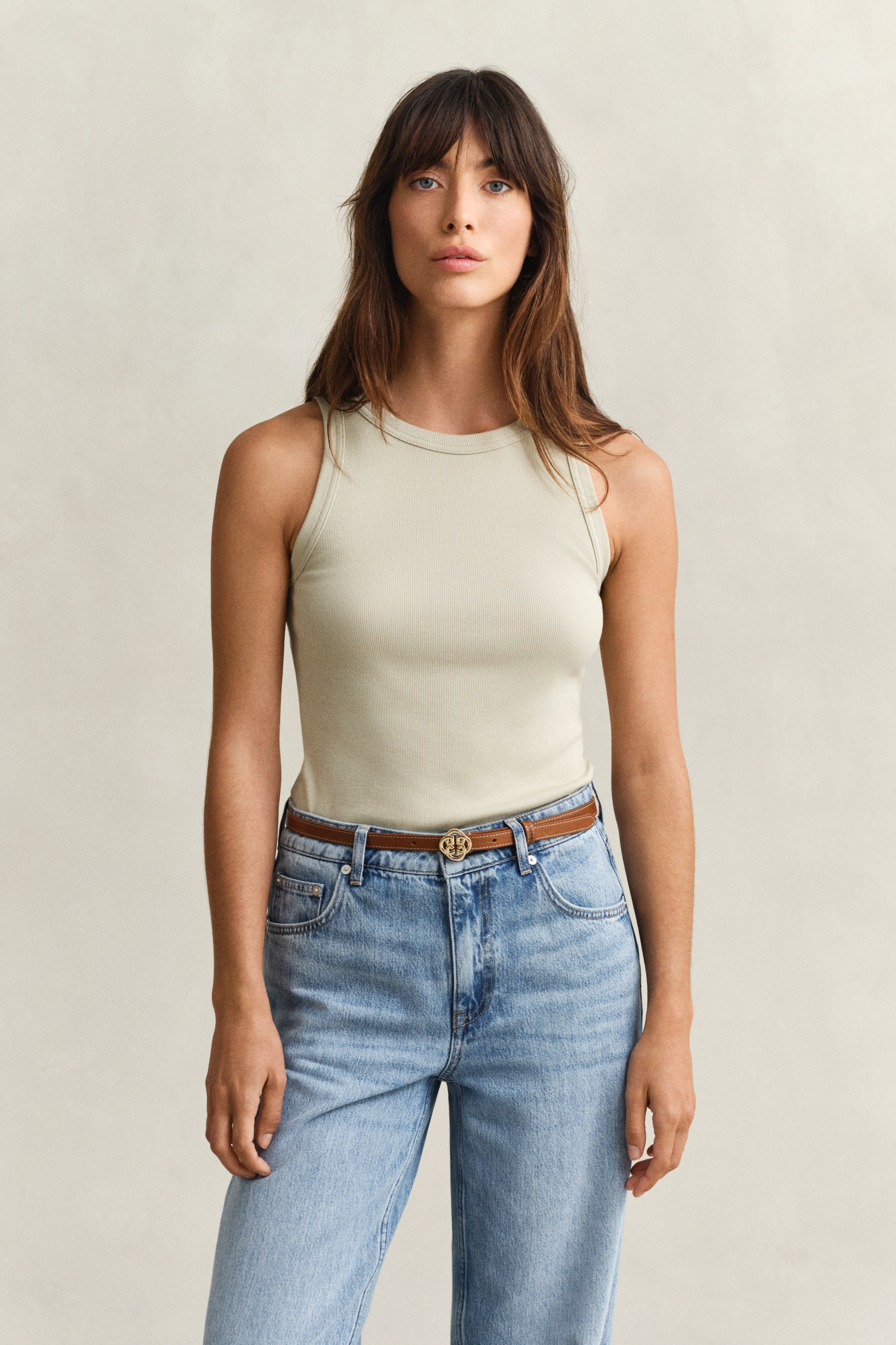 Gant Women's Country Beige Ribbed Tank Top (M)
