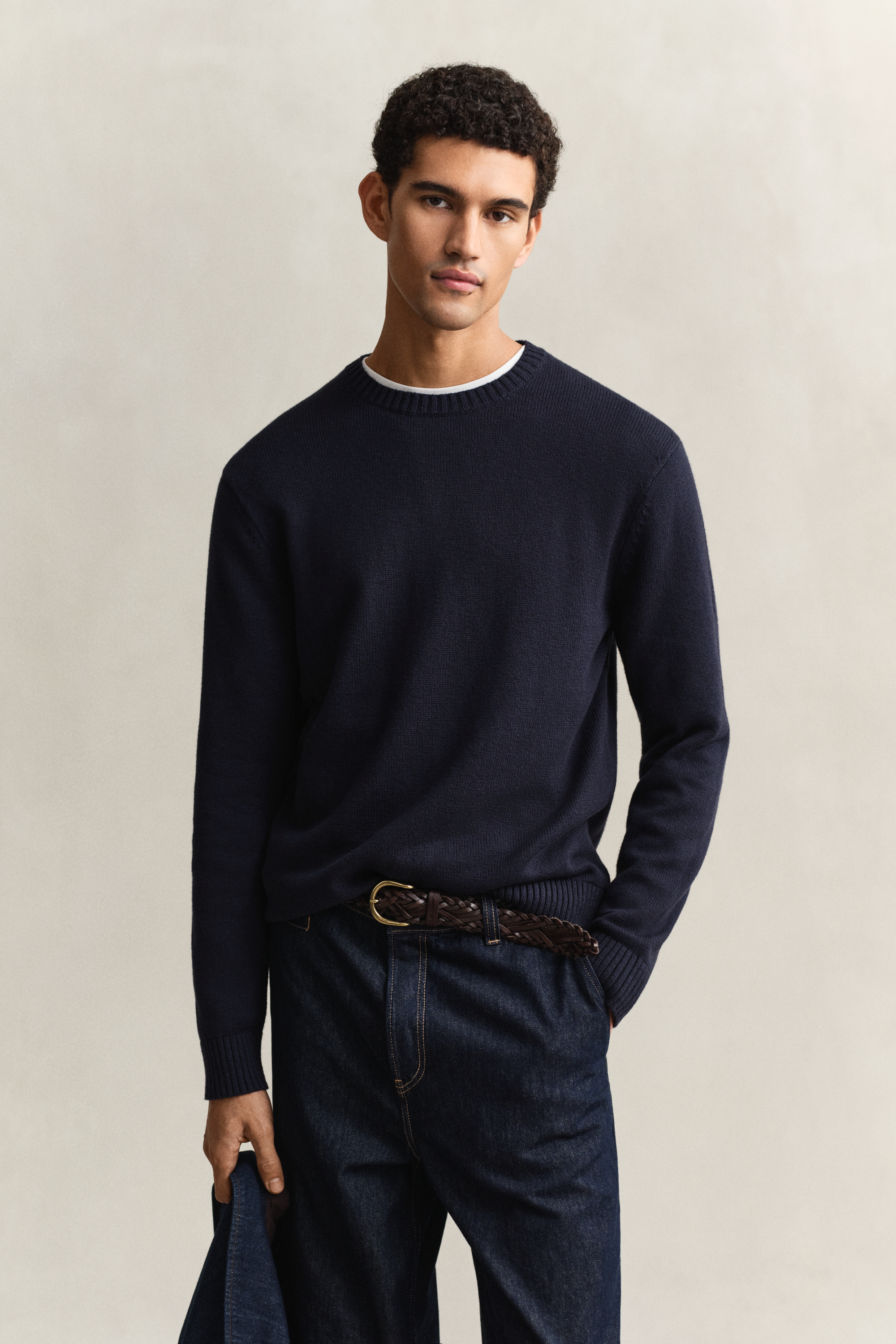 Gant Men's Navy Cotton Blend Crew Neck Sweater (Xxl) Evening Blue