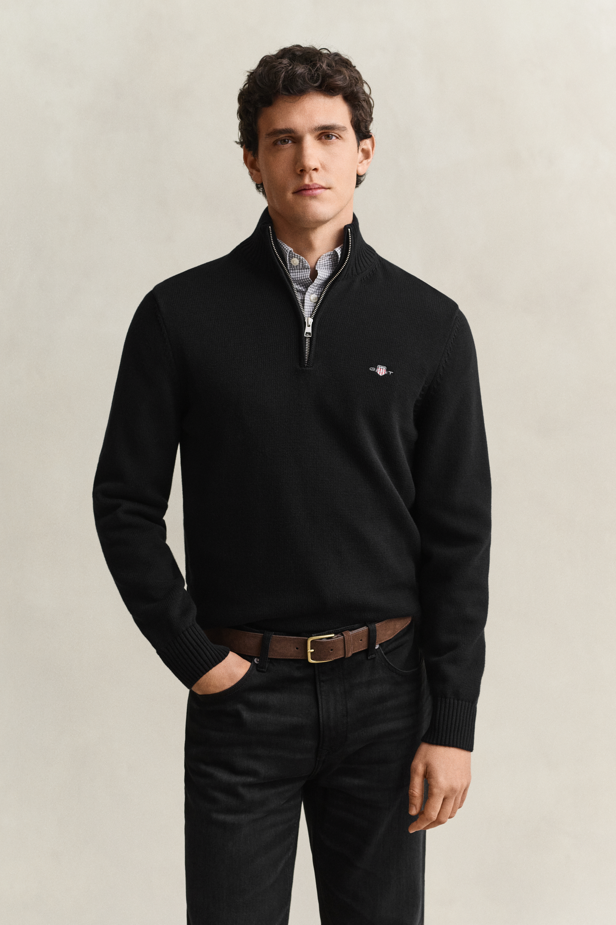 Gant Men's Black Casual Cotton Half-Zip Sweater (Xxxl)