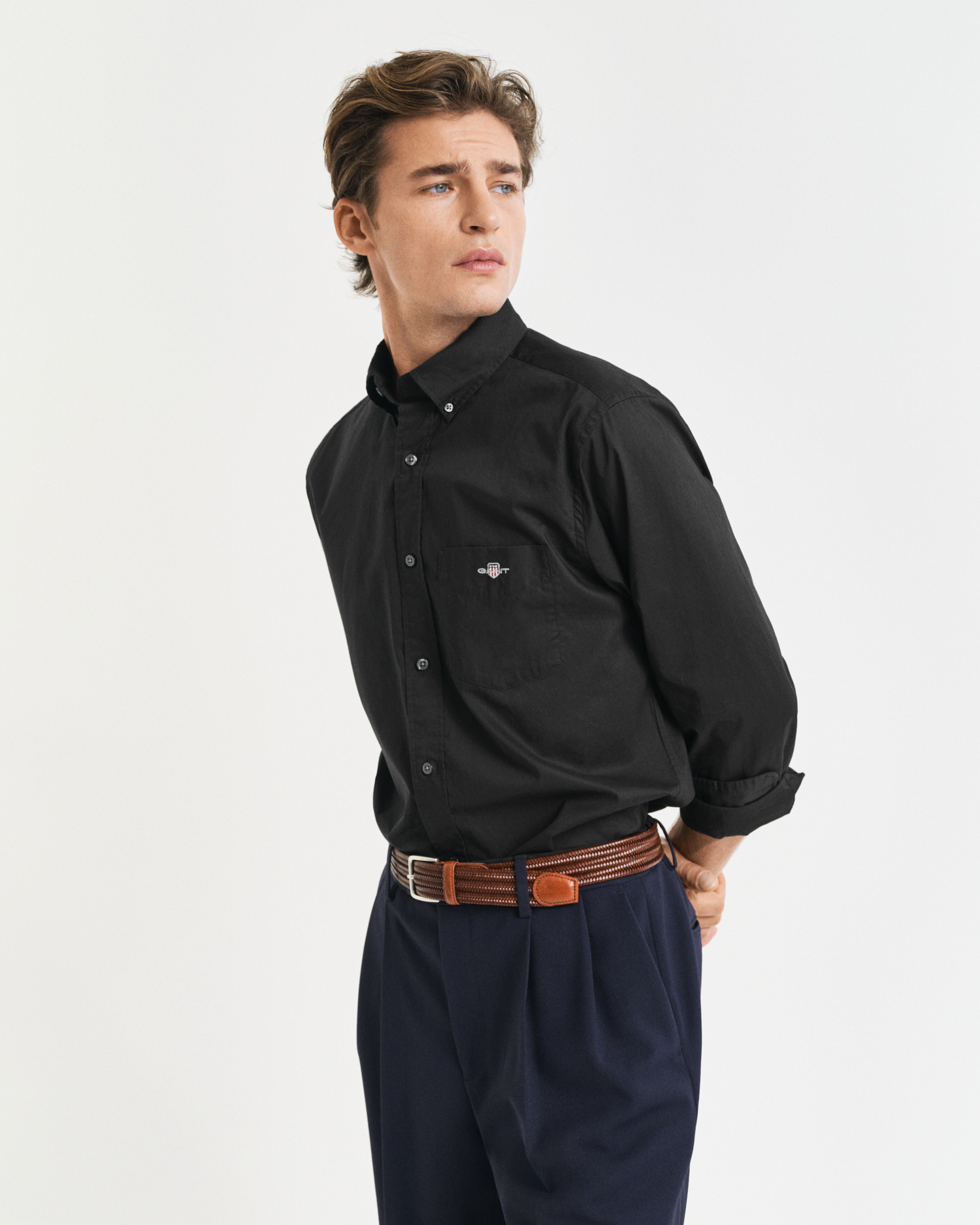 Gant Men's Black Regular Fit Classic Poplin Shirt ) 4XL