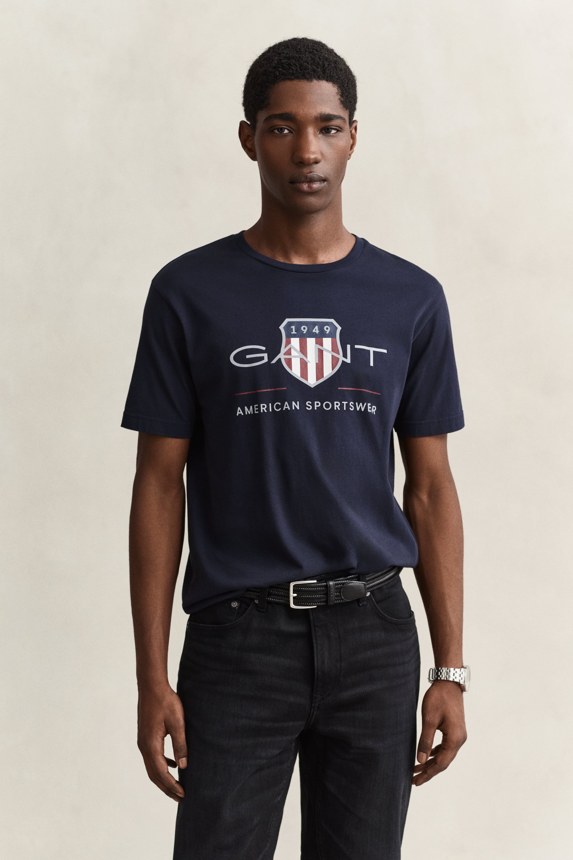 Gant Mens Regular Fit Short Sleeve Archive Shield T-Shirt - Blue Cotton - Size Large - Image 6