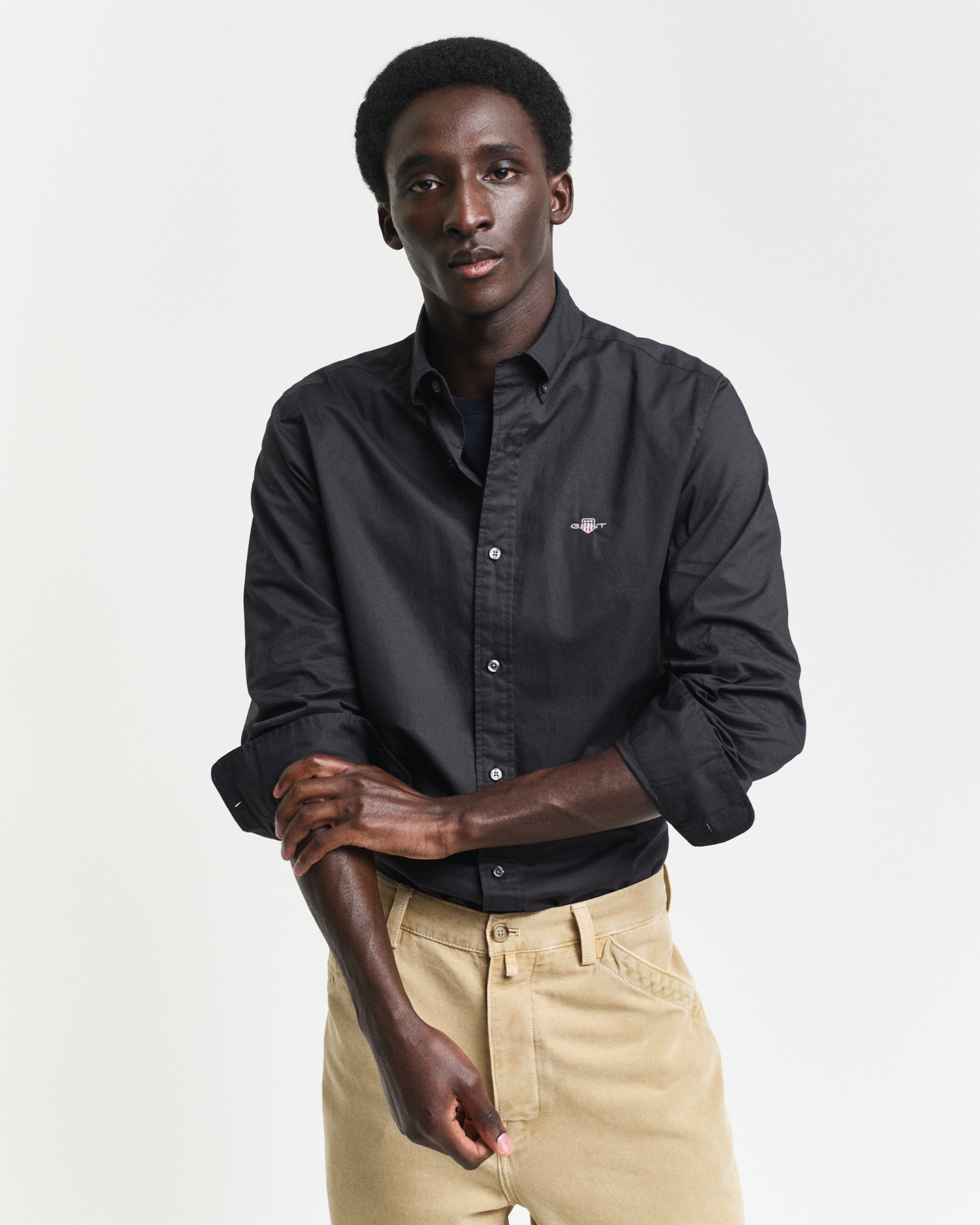 Gant Men's Black Slim Fit Classic Poplin Shirt ) Xxl