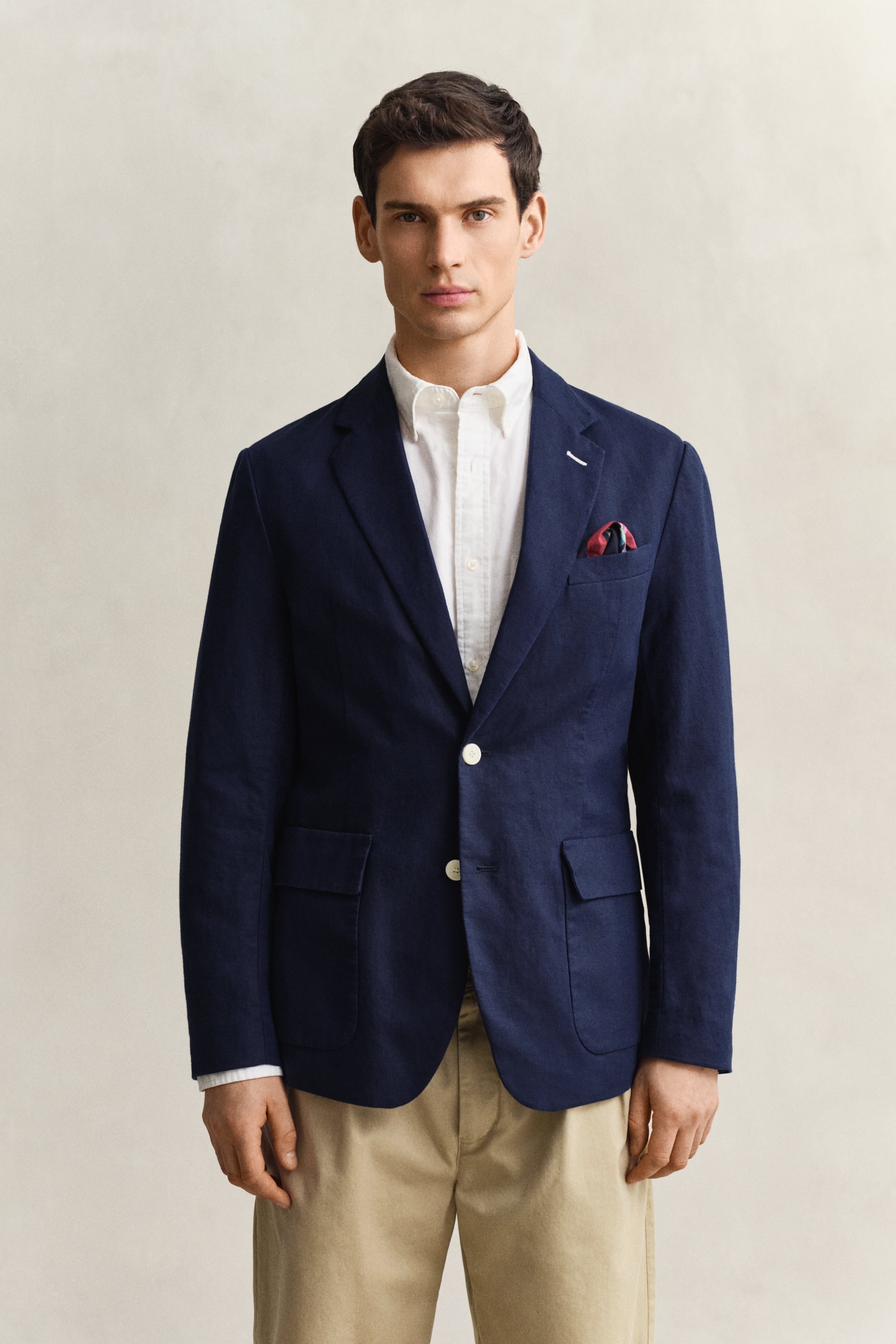 Gant Men's Blue Textured Cotton Blend Suit Jacket (50) Classic