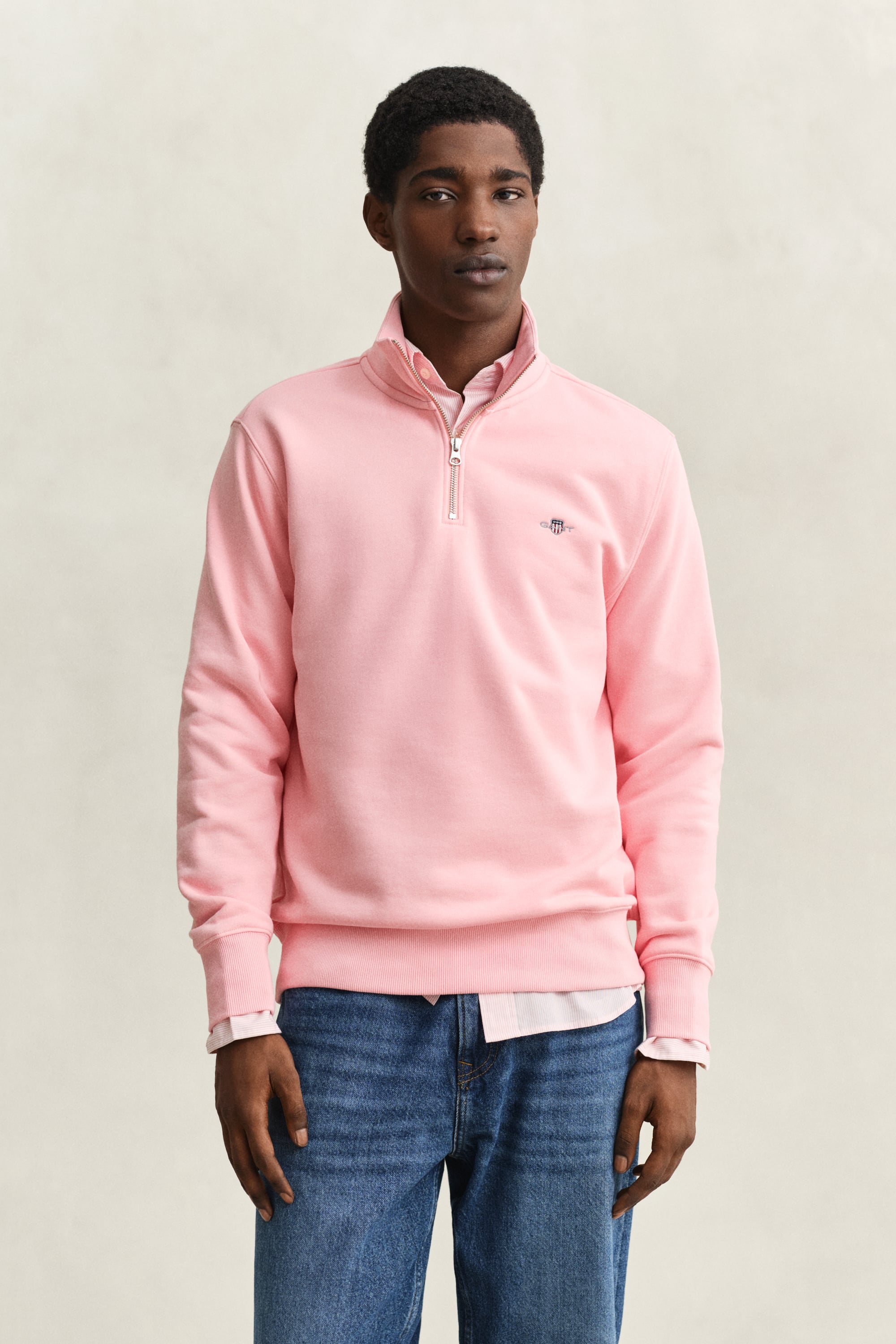Gant Men's Bubbelgum Pink Shield Half-Zip Sweatshirt (Xxxl)