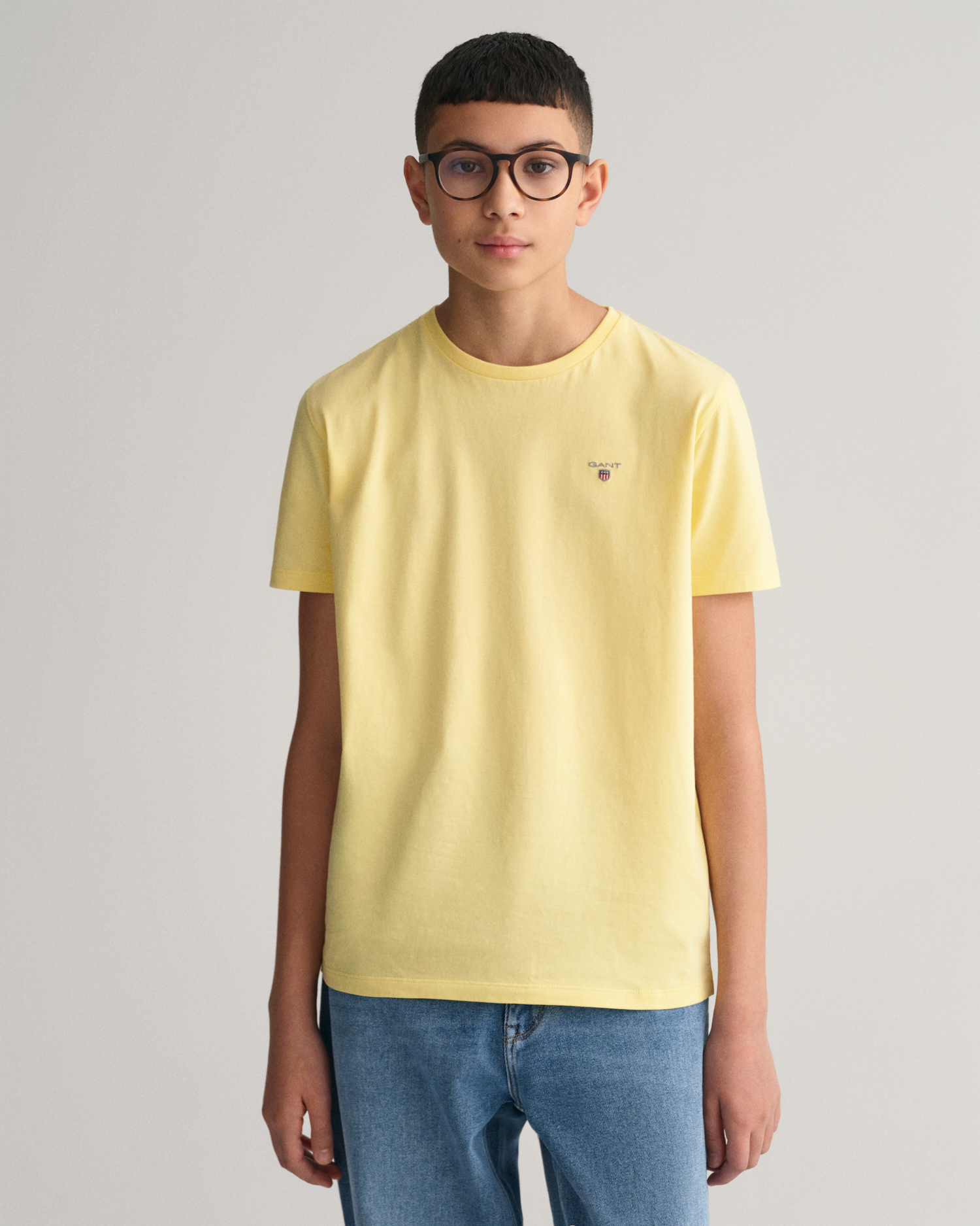 Gant Boys White Round Neck Short Sleeves T-Shirt