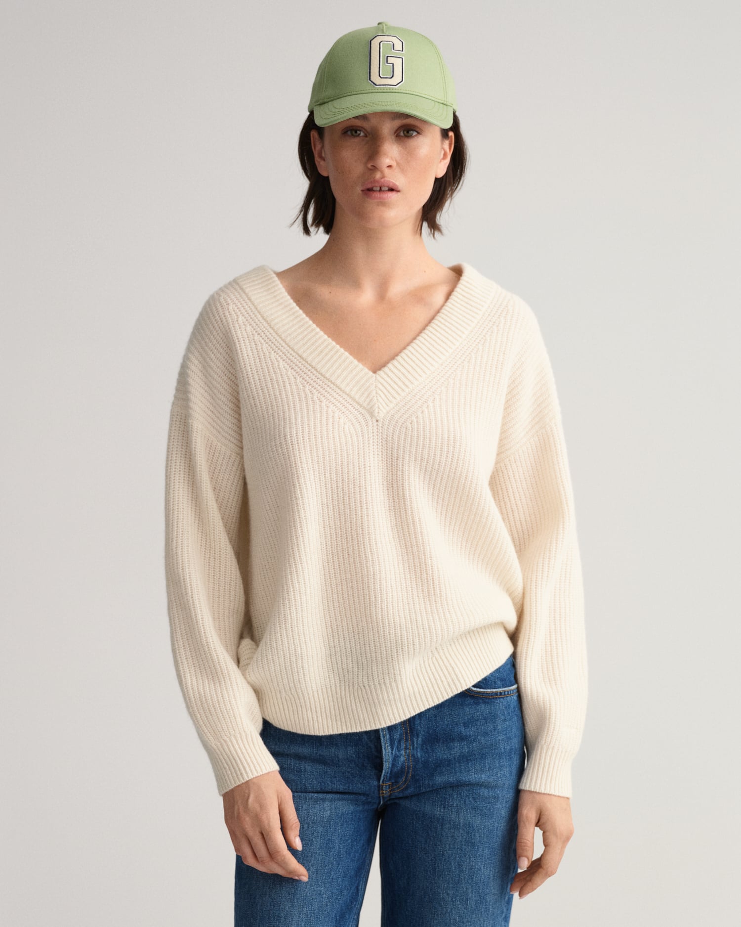 Wool Ribbed V-Neck Sweater - GANT