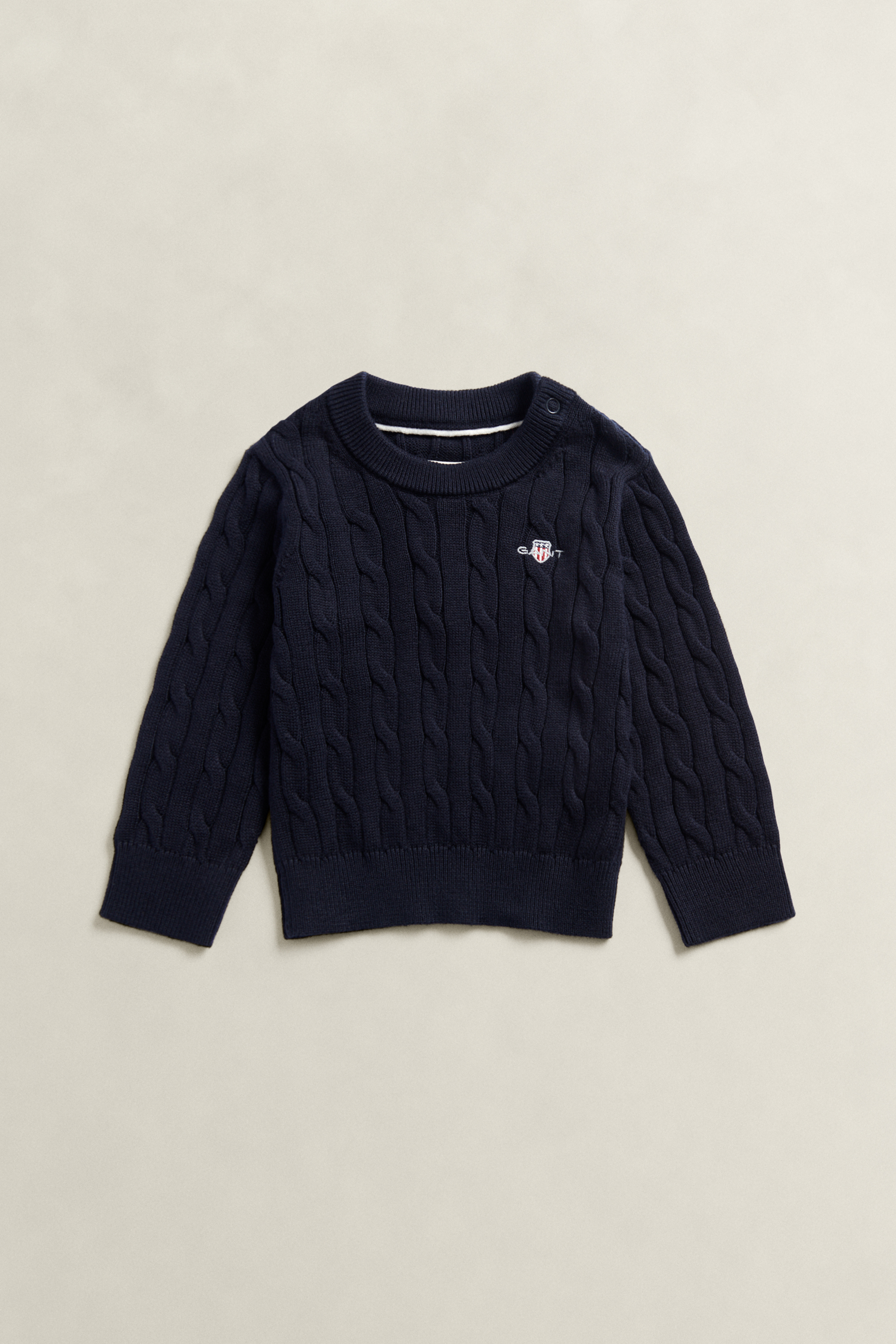 Gant Boys Navy Kids Shield Cable Knit Sweater (122) Evening Blue