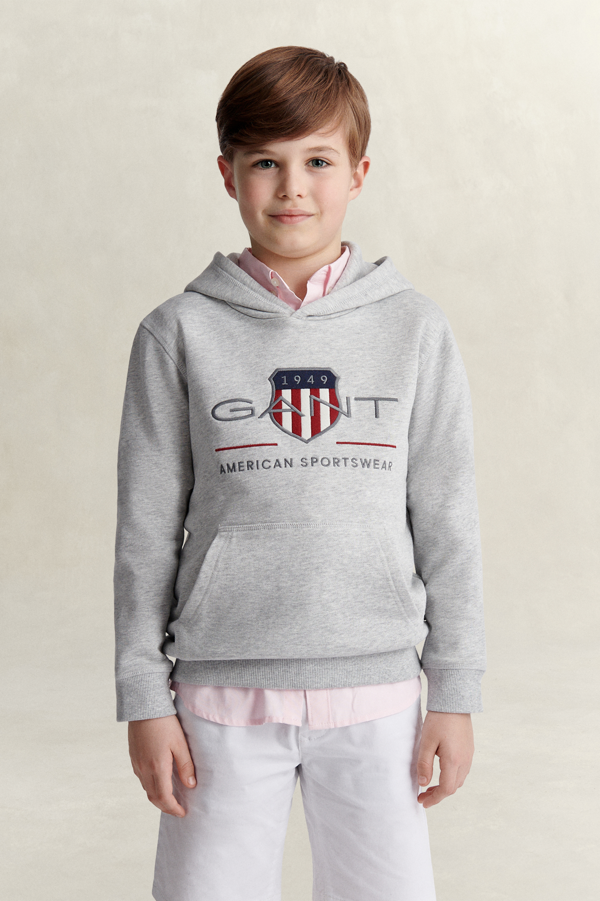 Gant Unisex Grey Teens Archive Shield Hoodie (170) Melange