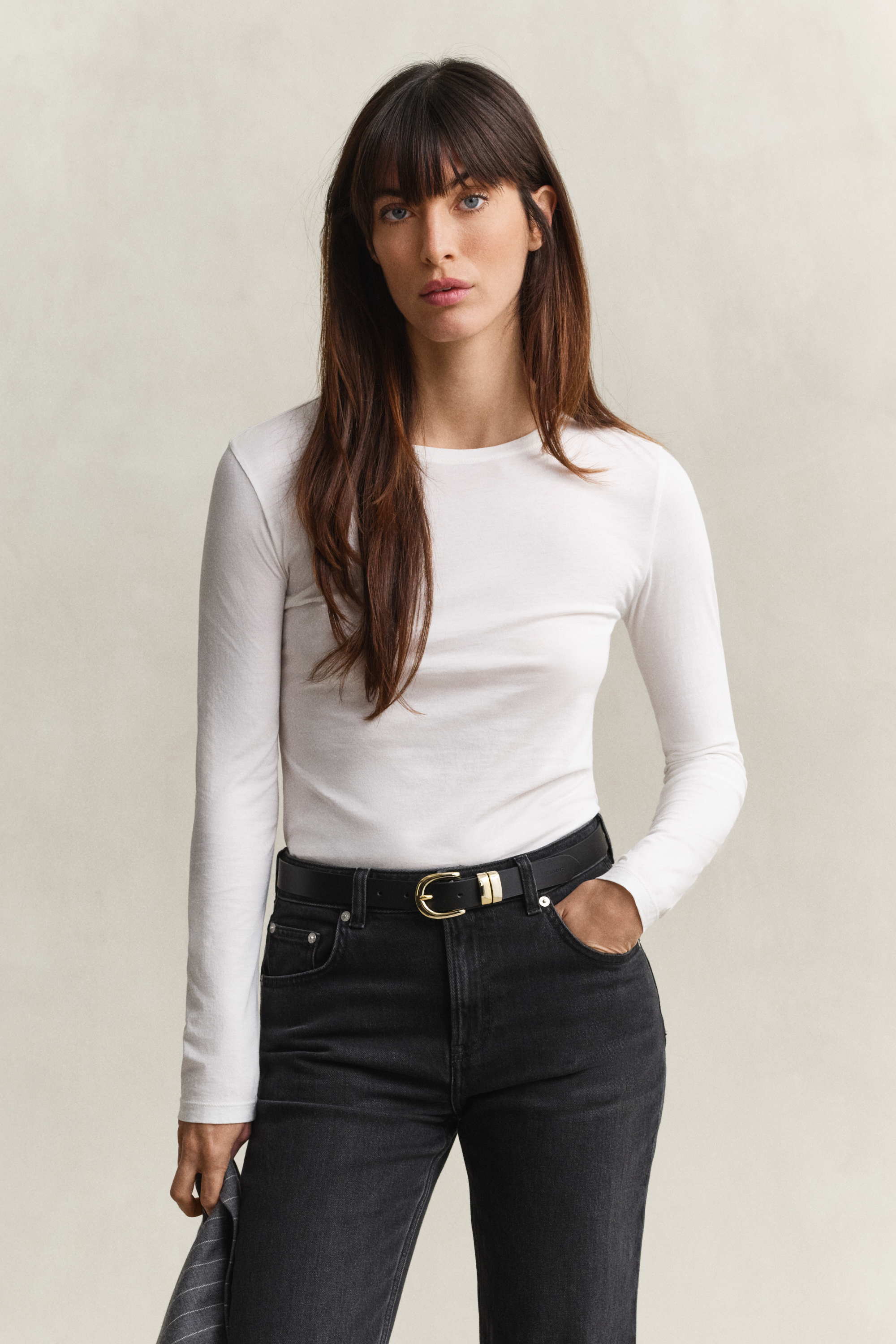 Gant Women's White Light Cotton Long Sleeve T-Shirt (Xs)