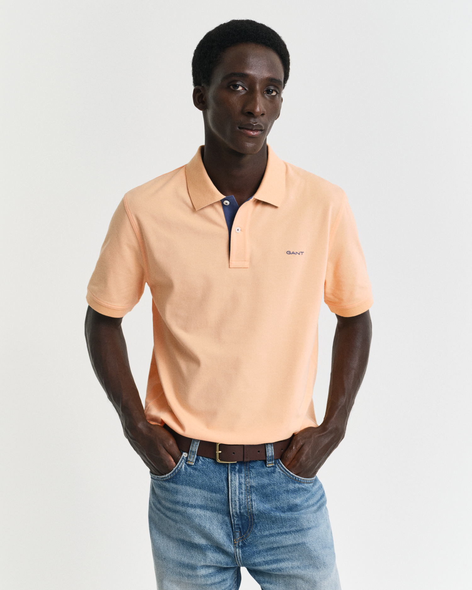 Gant Men's Orange Men Contrast Piqué Polo Shirt (Xxl) Xxl