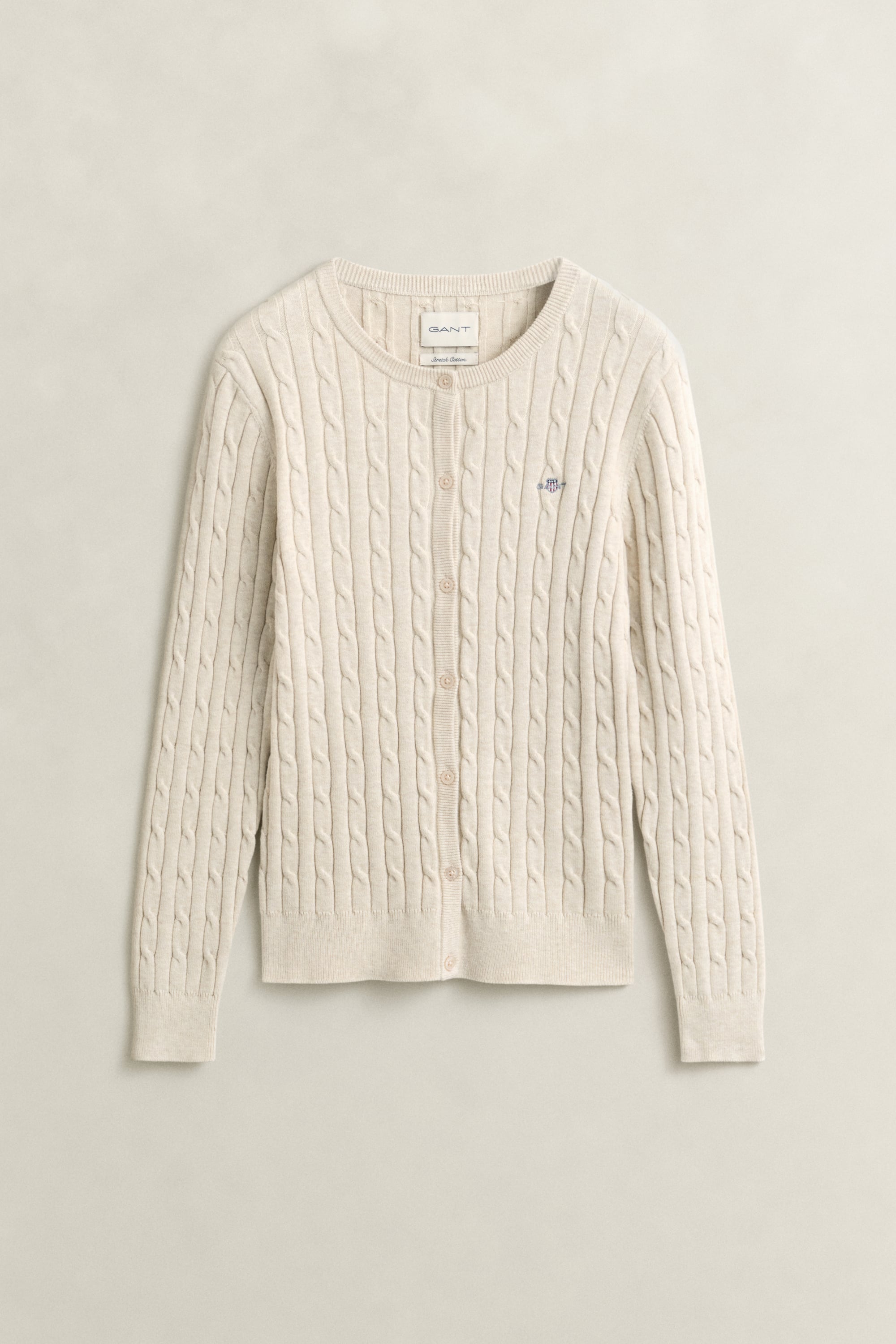 Gant Stretch Cotton Cable Knit Cardigan