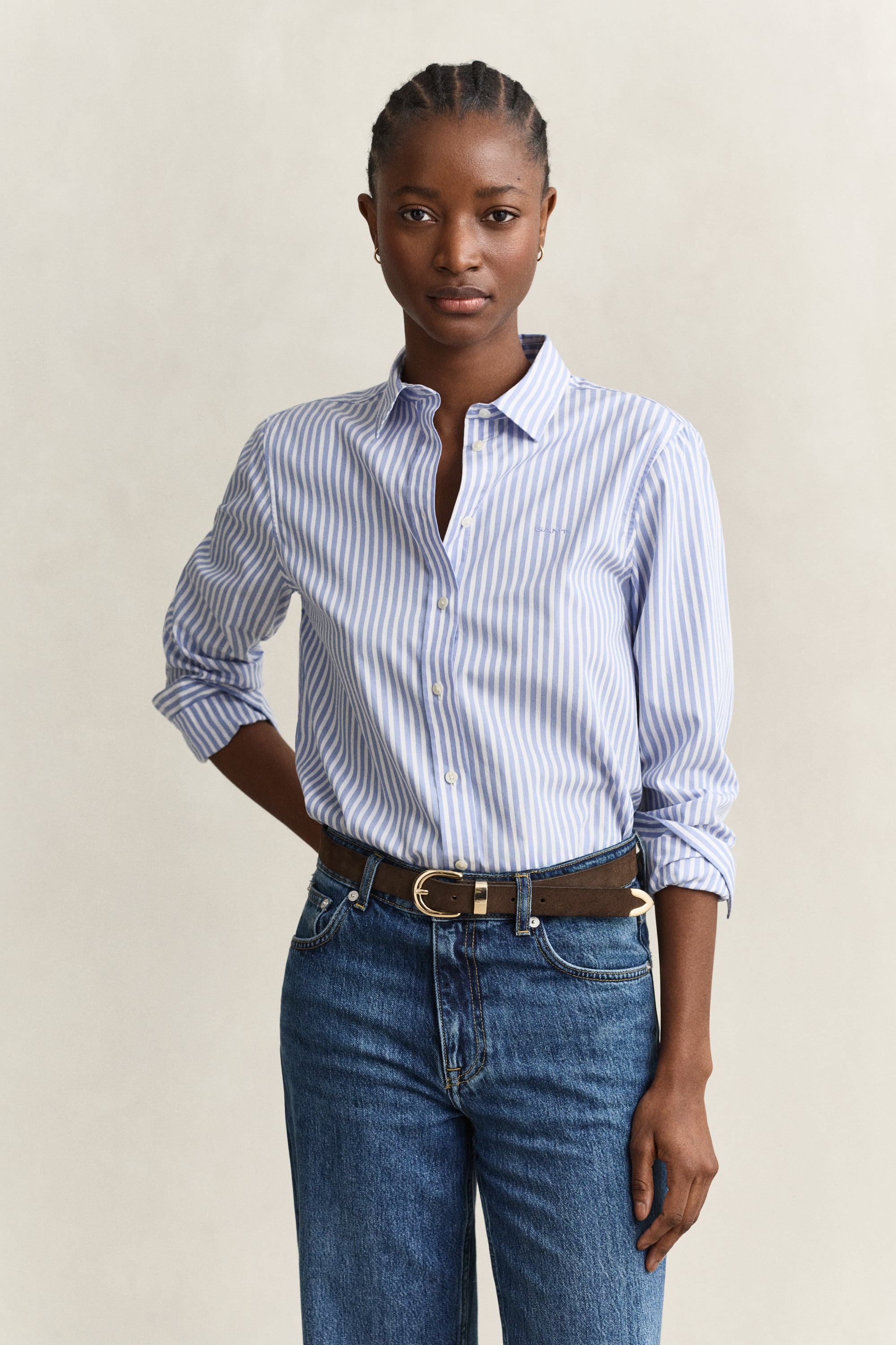 Gant Regular Fit Striped Classic Poplin Shirt