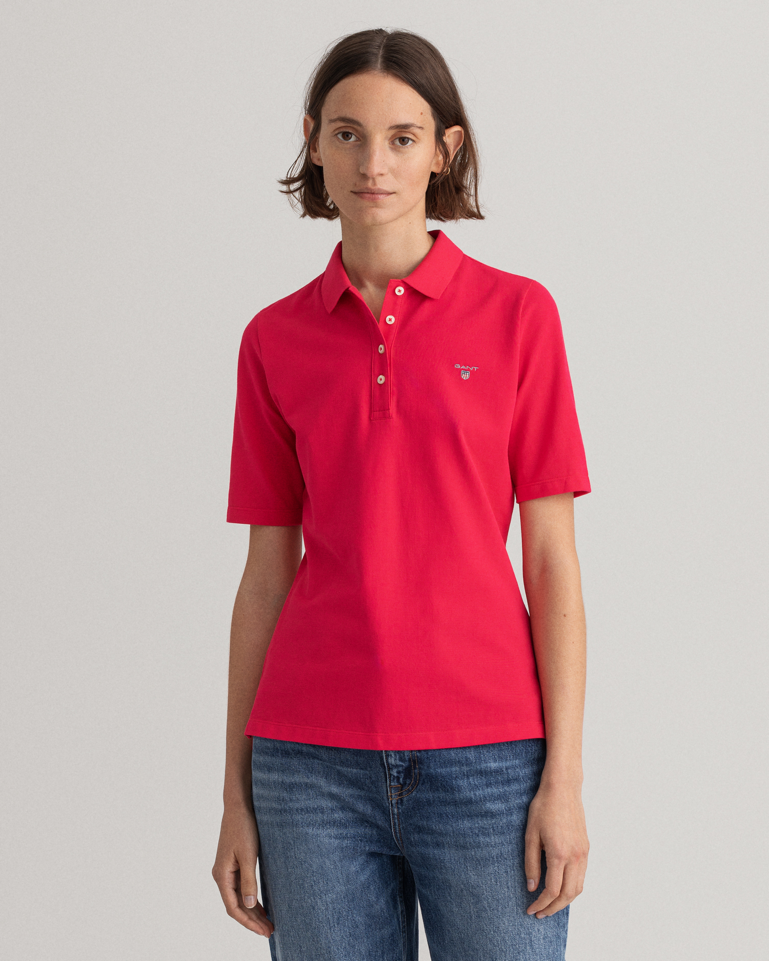 

GANT Women Original Long-Short Sleeve Piqué Polo Shirt (S) Pink