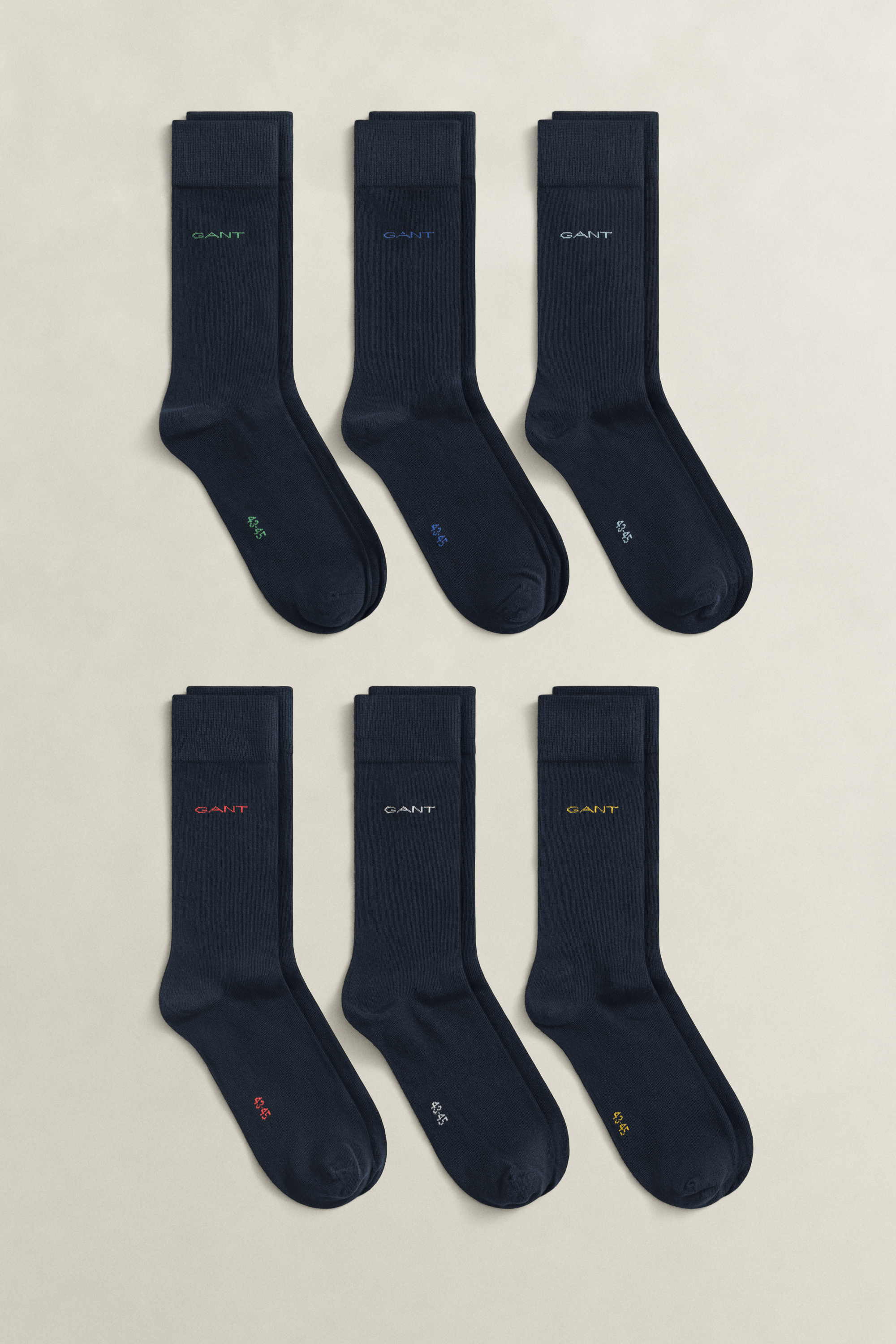 Gant Men's Navy 6-Pack Soft Cotton Socks (40-42) Marine