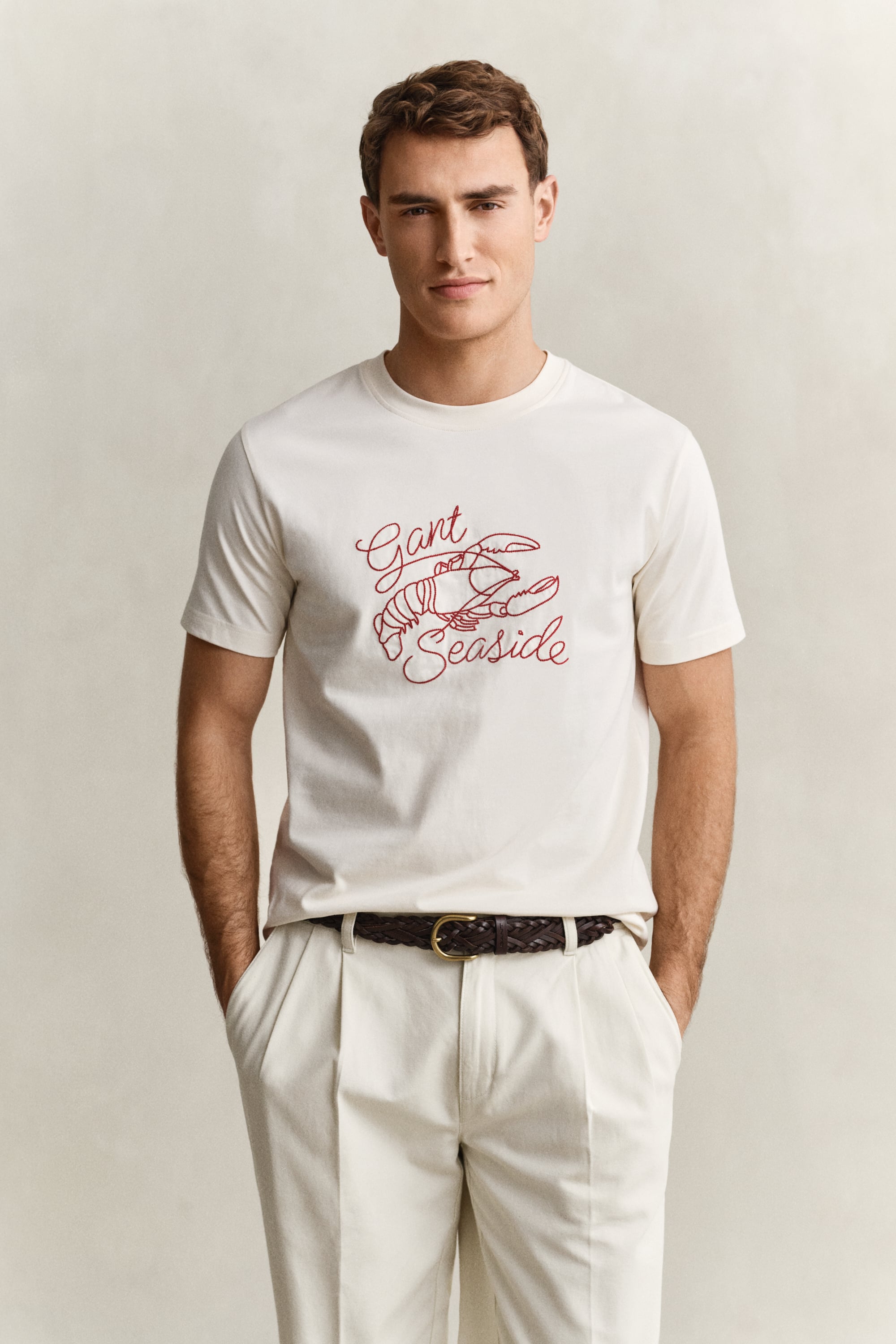 Gant Men's White Seaside Graphic T-Shirt (Xxxl) Cream