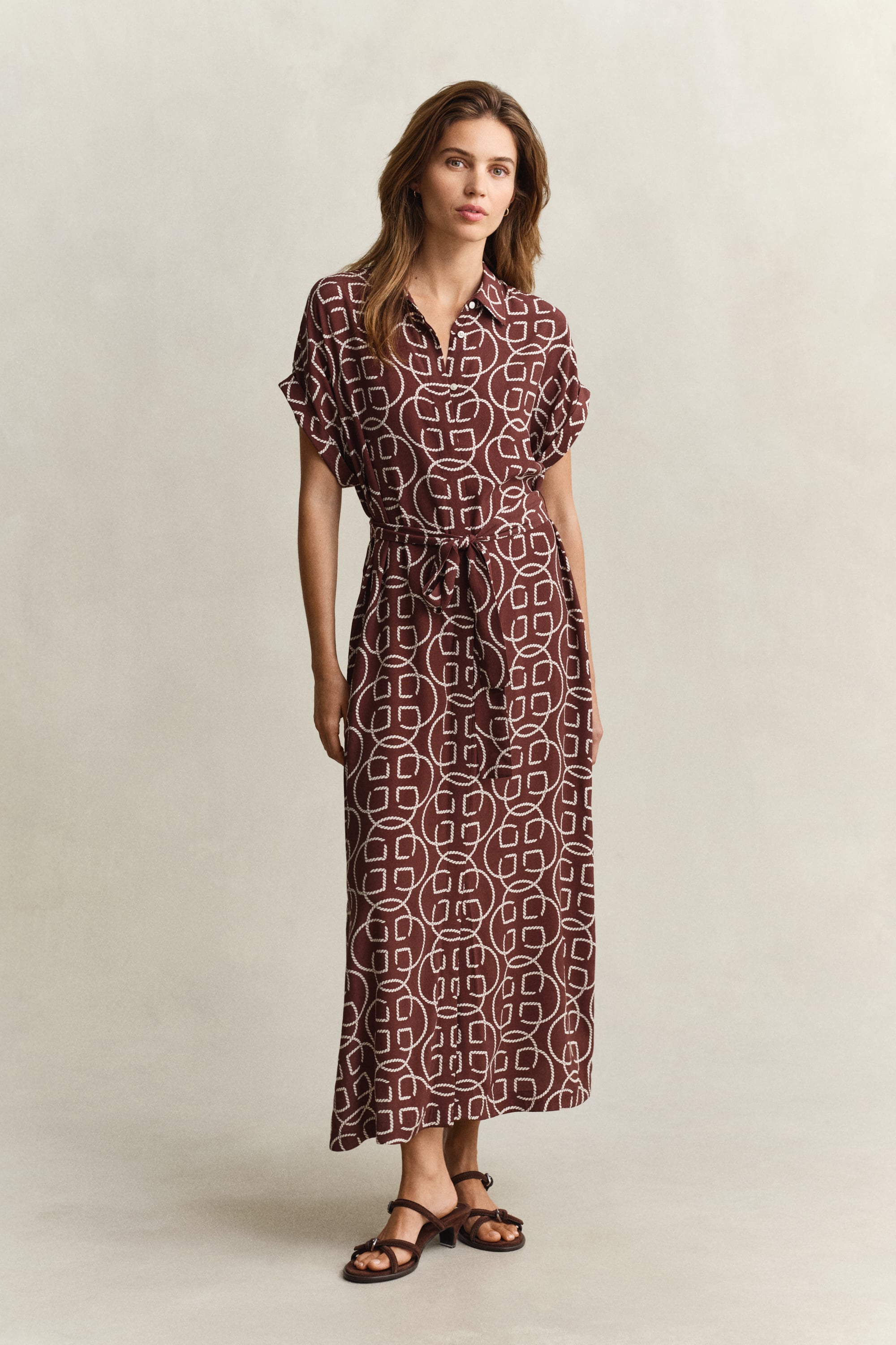 Gant Women's Fresh Soil Monogram Cap Sleeve Dress (40)