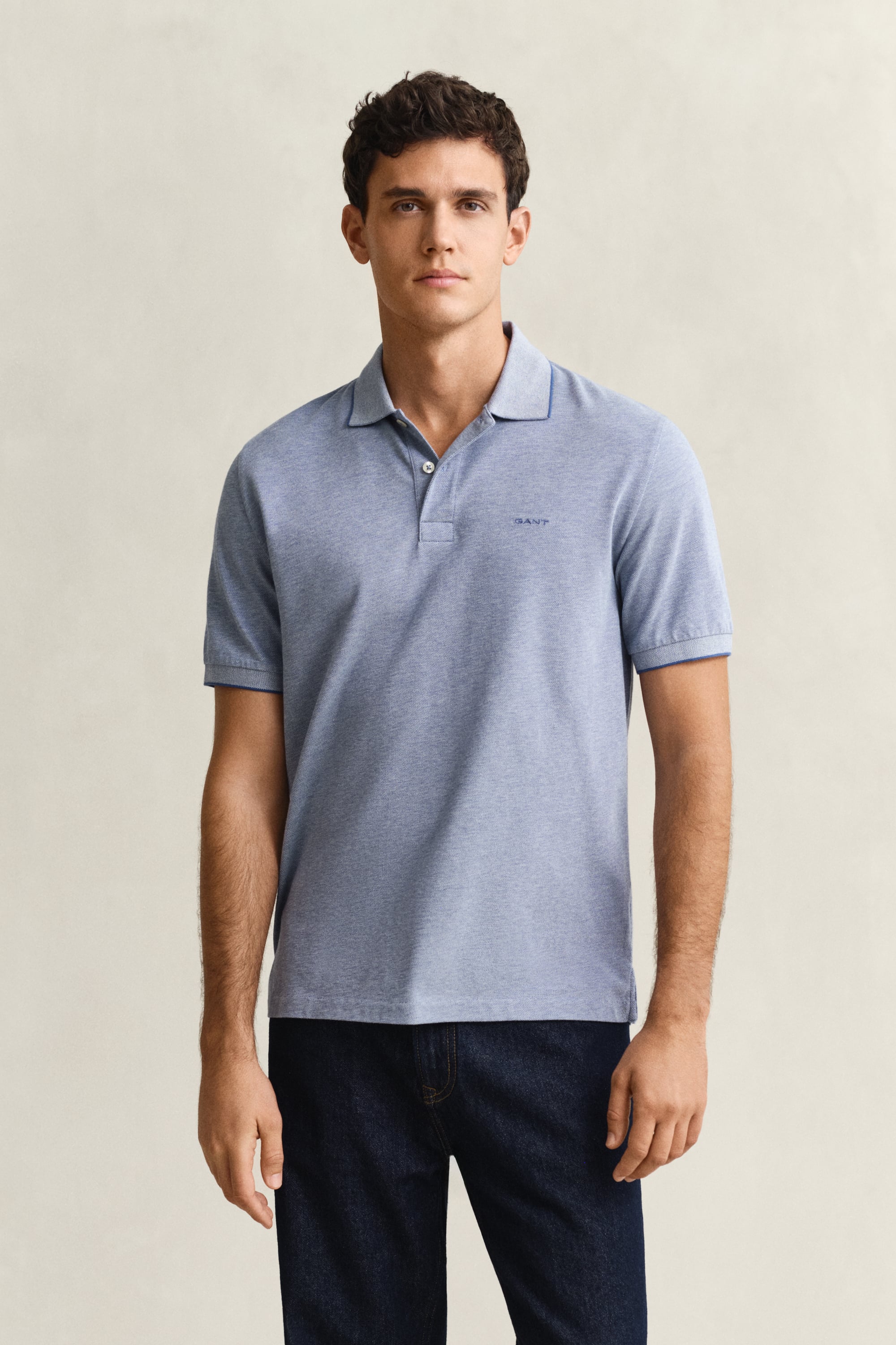 Gant Men's Vintage Blue Two-Toned Polo Shirt (L)