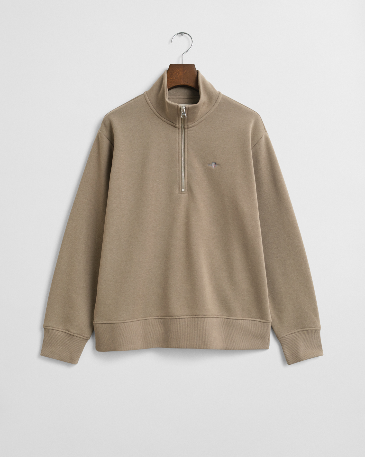 Gant Women's Beige Shield Half Zip Sweatshirt (S) Small