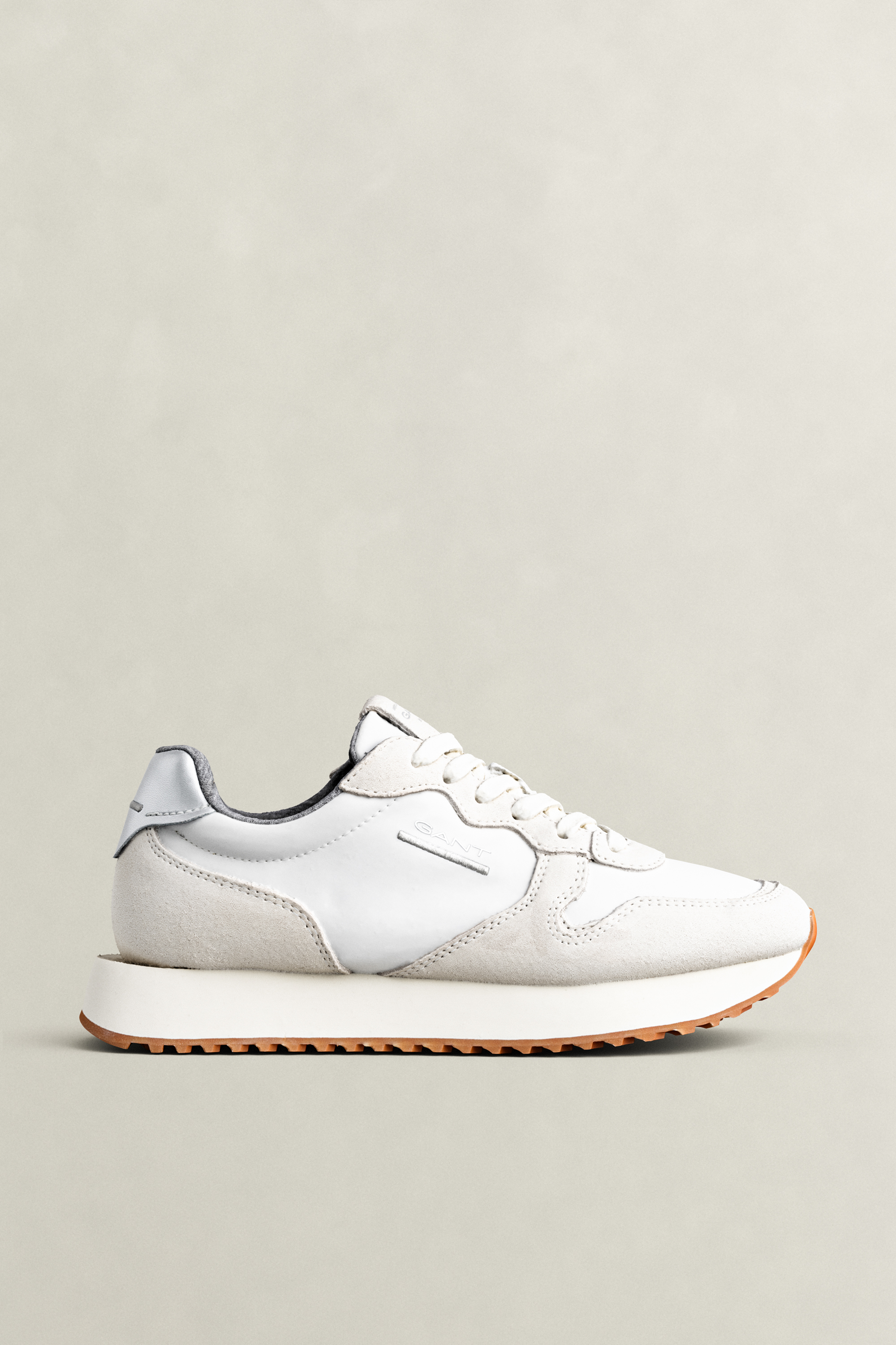 Gant Women's Off White Bevinda Suede Nylon Sneakers (39) Eggshell