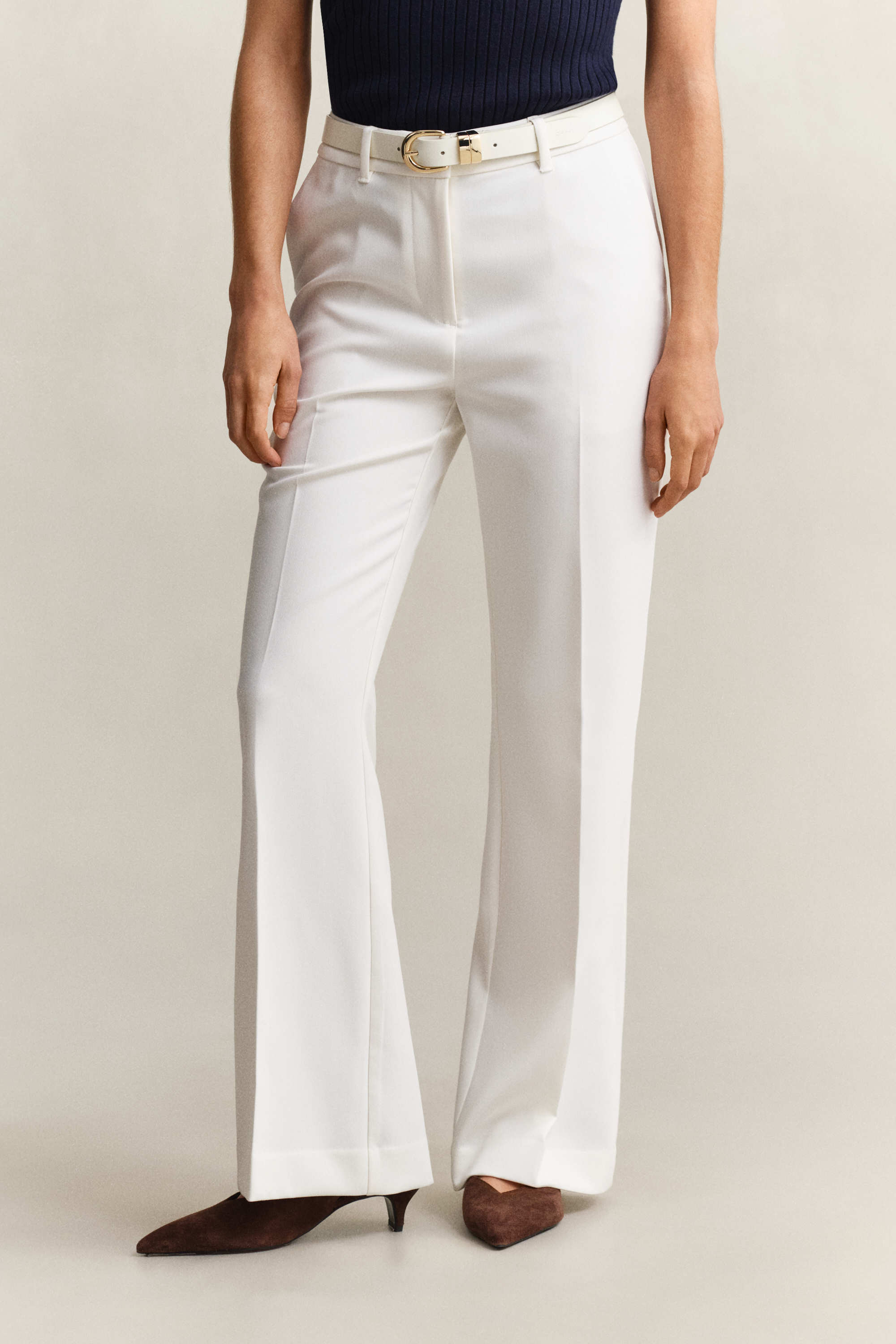 Gant Women's Off White Flared Slacks (42) Eggshell