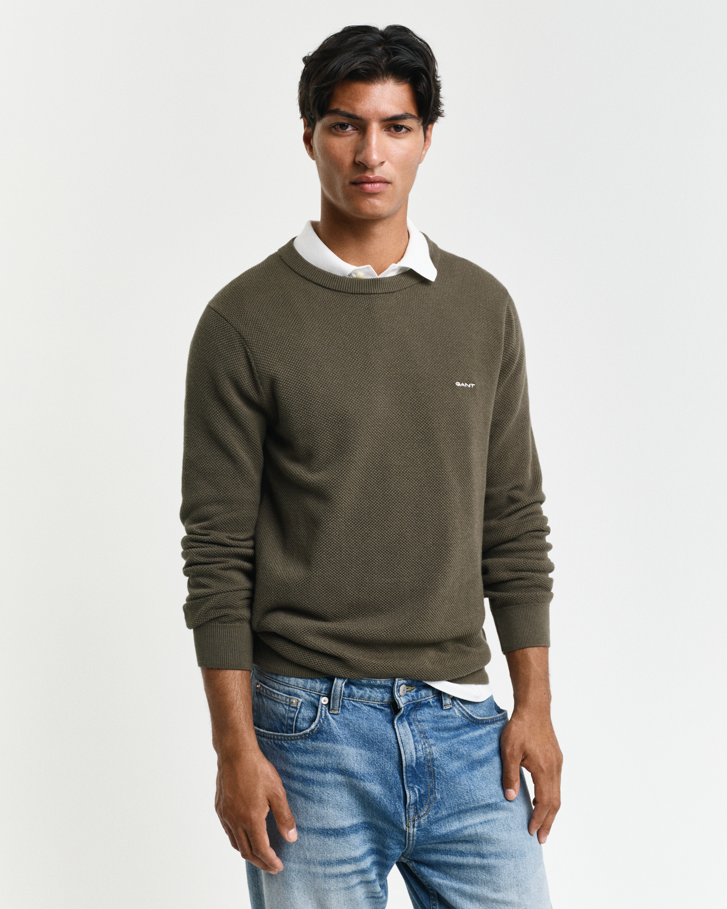 Cotton Piqué Crew Neck Sweater - GANT