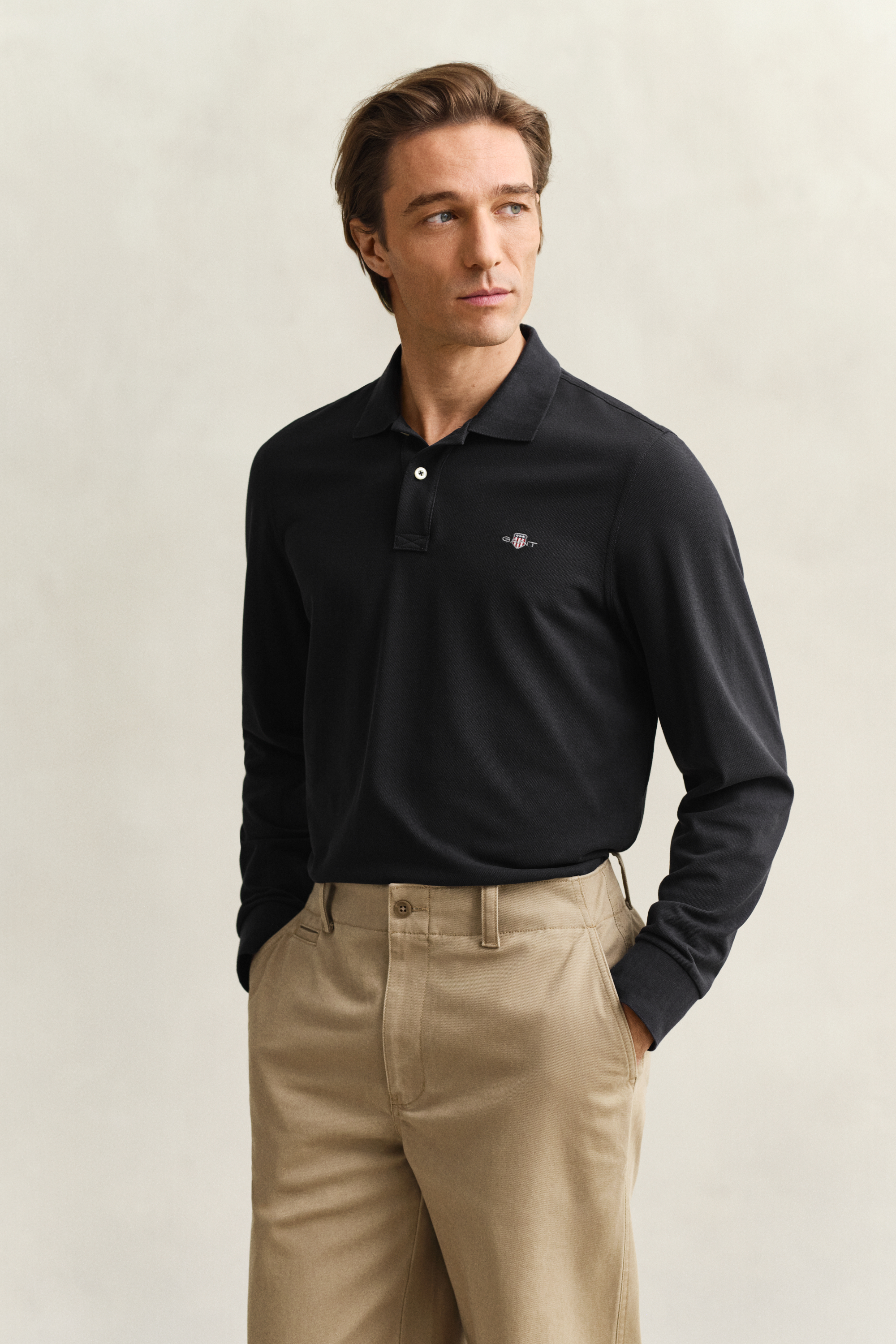 Gant Men's Black Long Sleeve Polo Shirt (Xl)