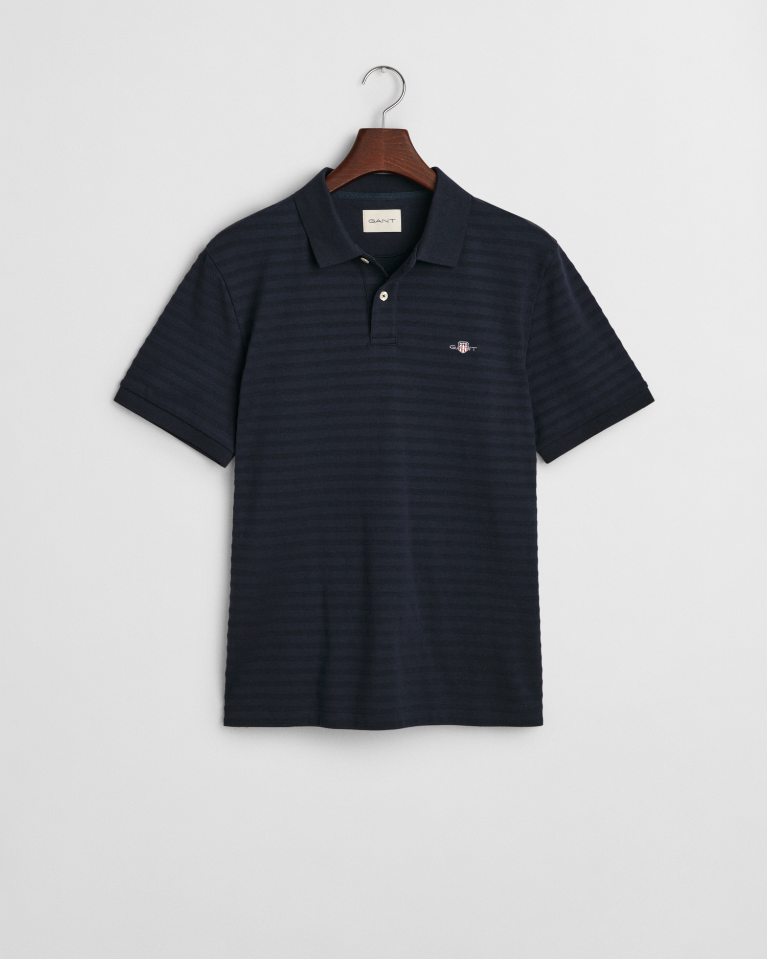 Gant Men's Blue Textured Striped Polo Shirt ) Xxl