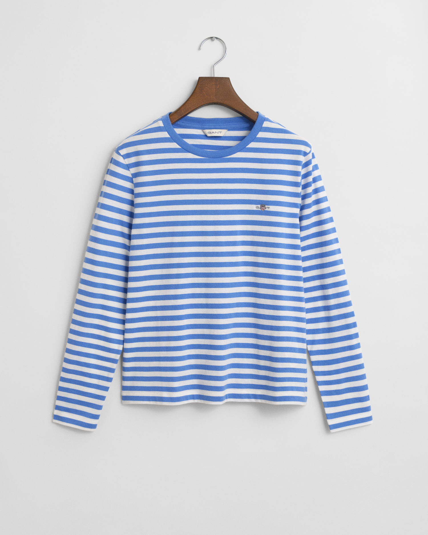 Gant Women's Blue Striped Shield Long Sleeve T-Shirt (L) Large