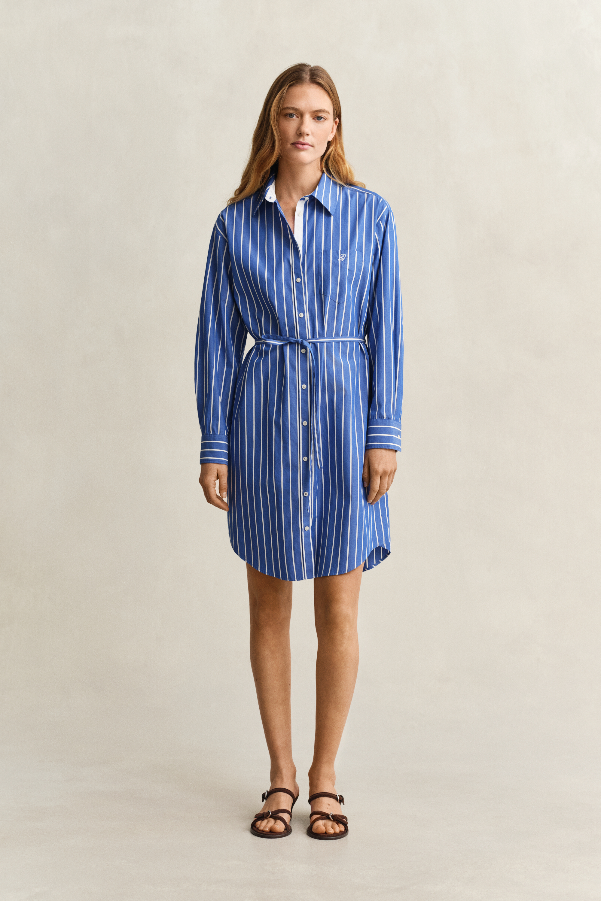 Gant Women's Royal Blue Striped Classic Poplin Dress (38)