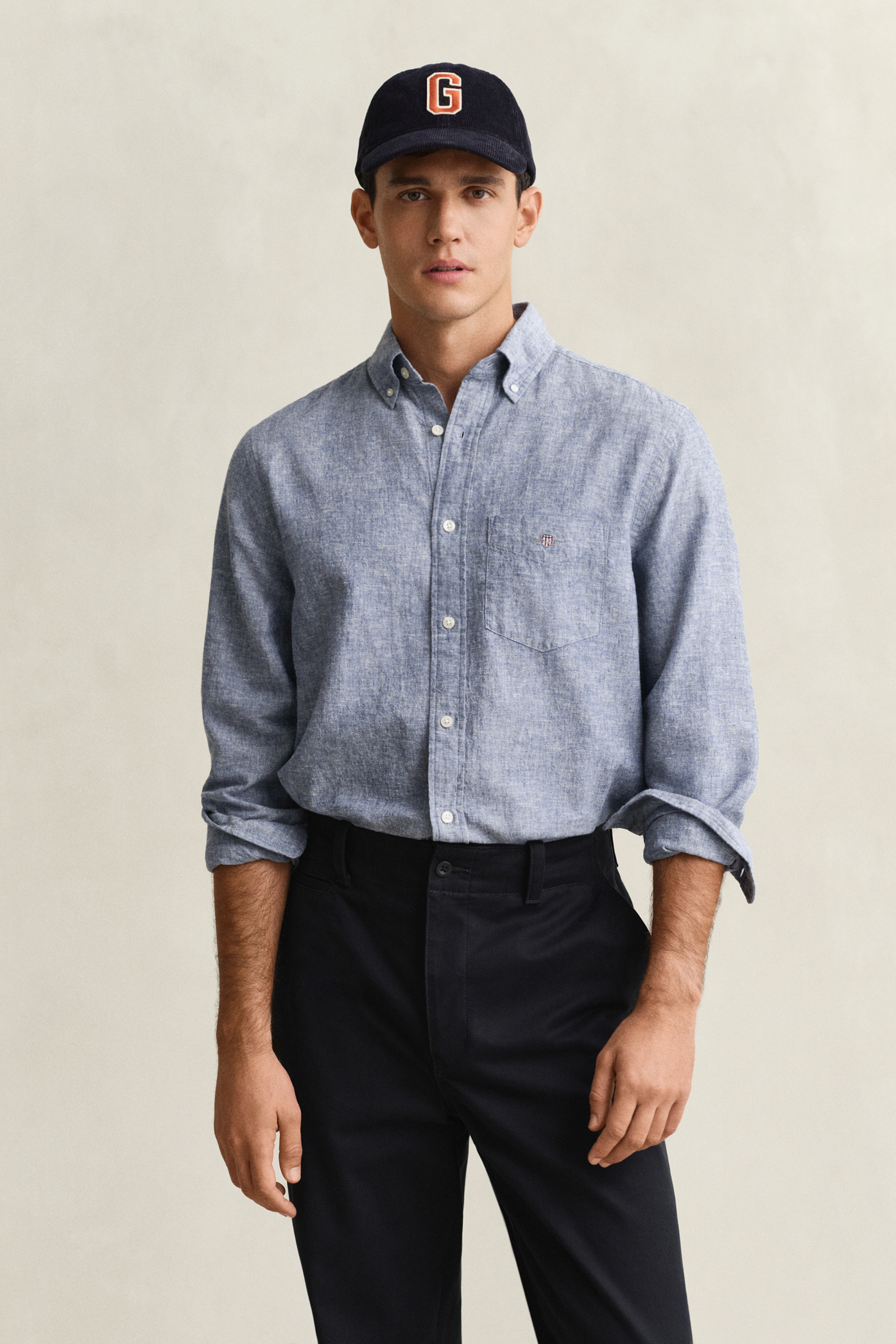 Gant Men's Vintage Blue Linen Blend Shirt (Xxl)