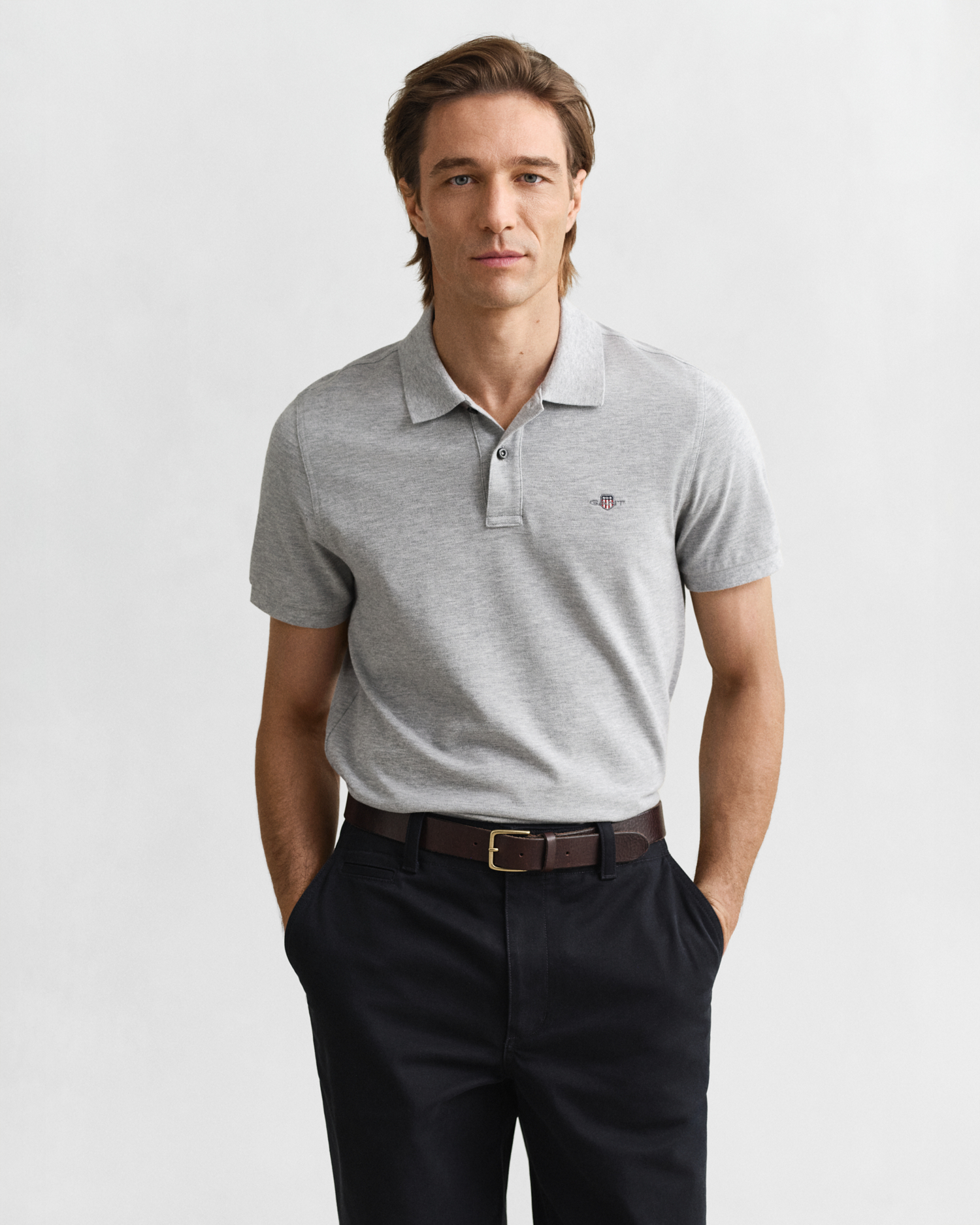 Gant Men's Grey Regular Fit Polo Shirt (4Xl) Melange