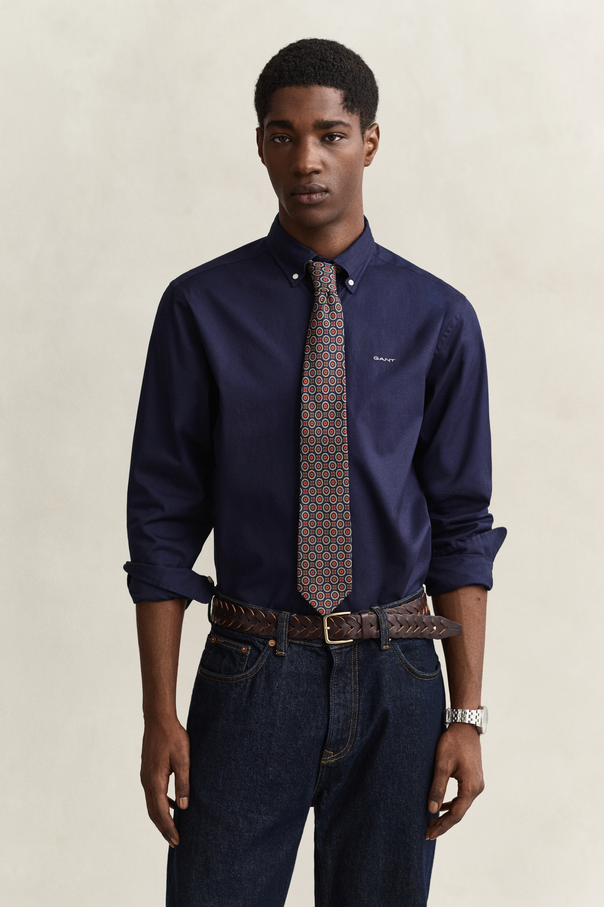 Gant Men's Navy Regular Fit Pinpoint Oxford Shirt (M) Marine