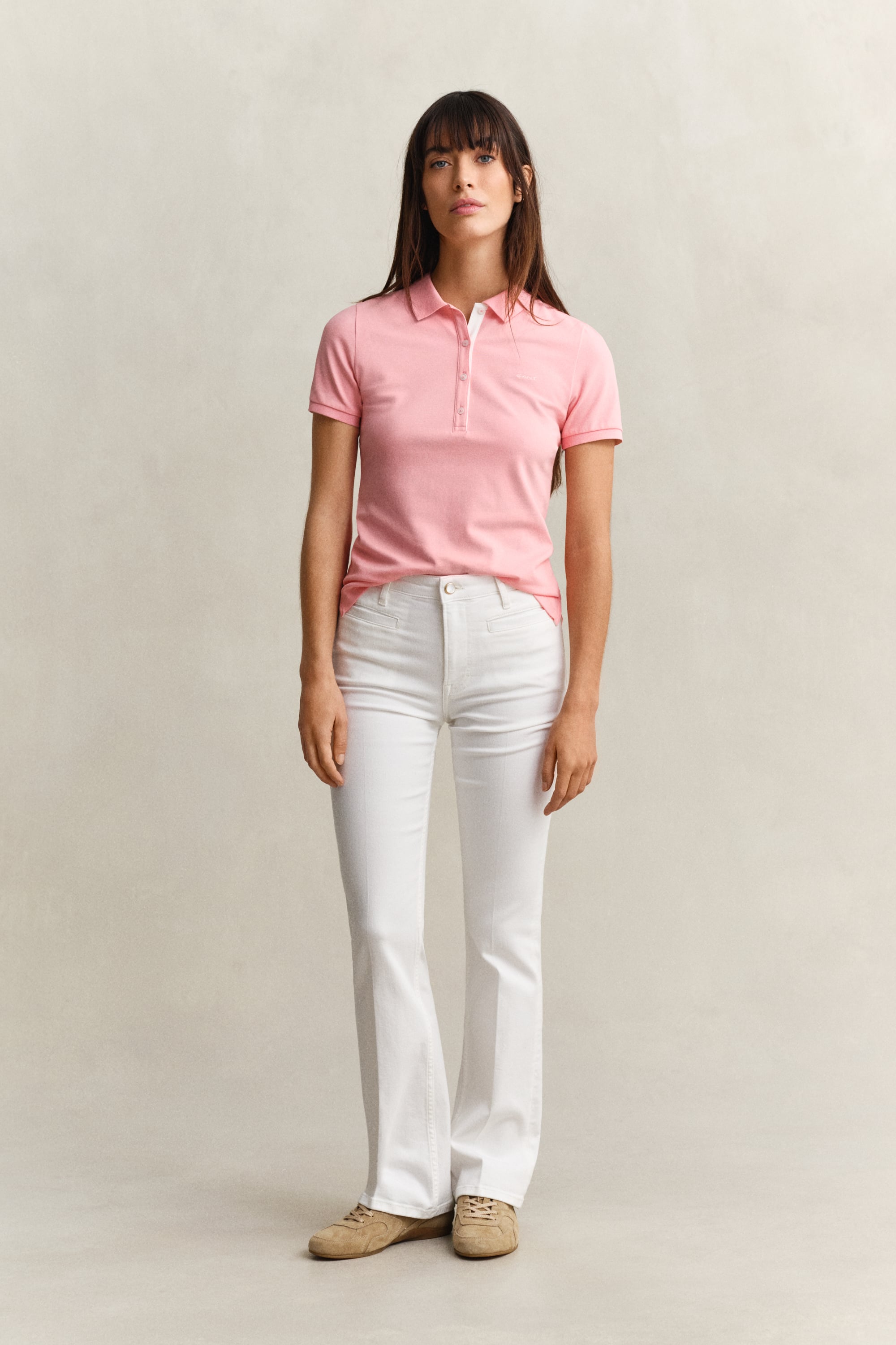 Gant Women's Off White Monogram Flared Jeans (26) Eggshell