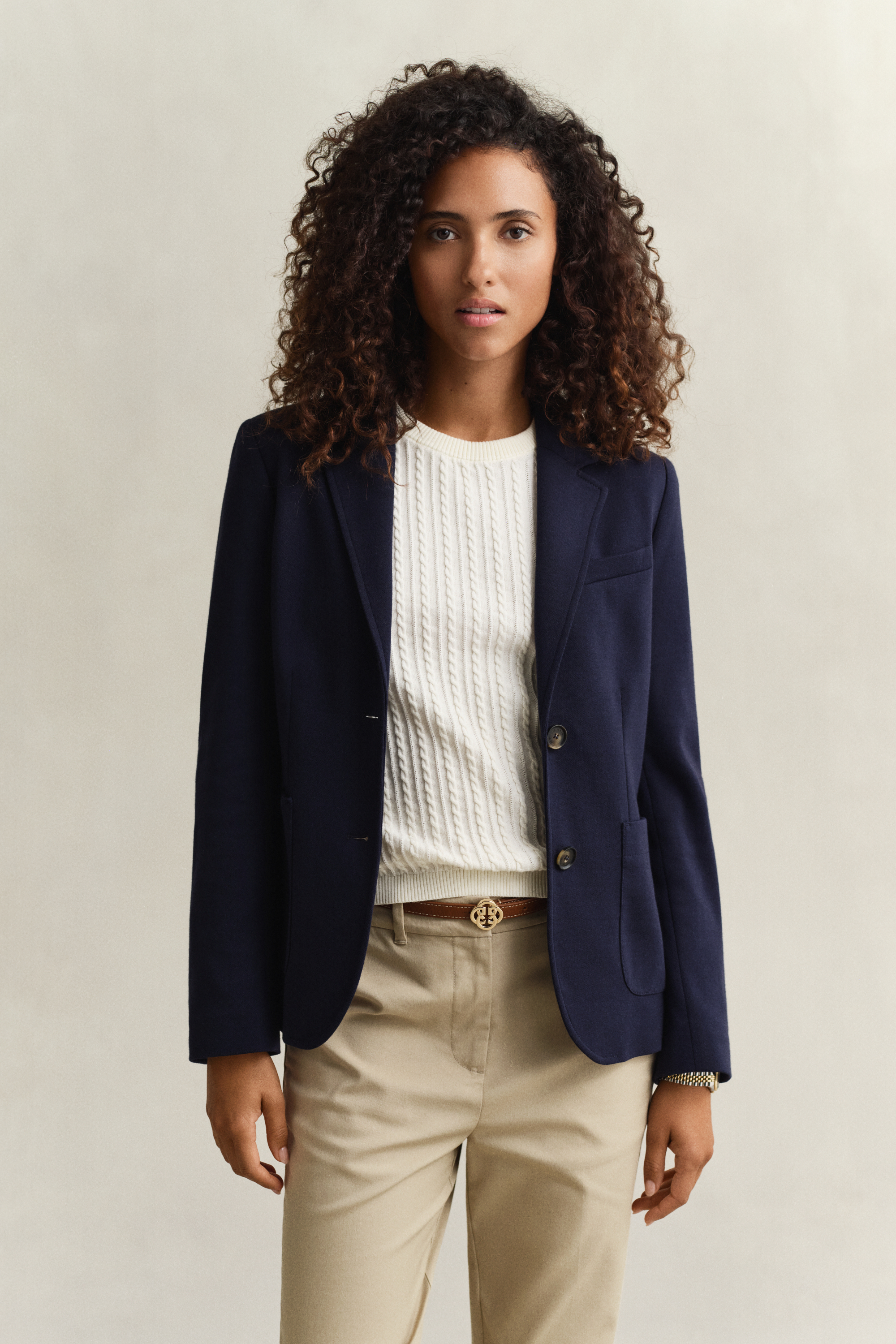Gant Women's Navy Piqué Blazer (40) Evening Blue