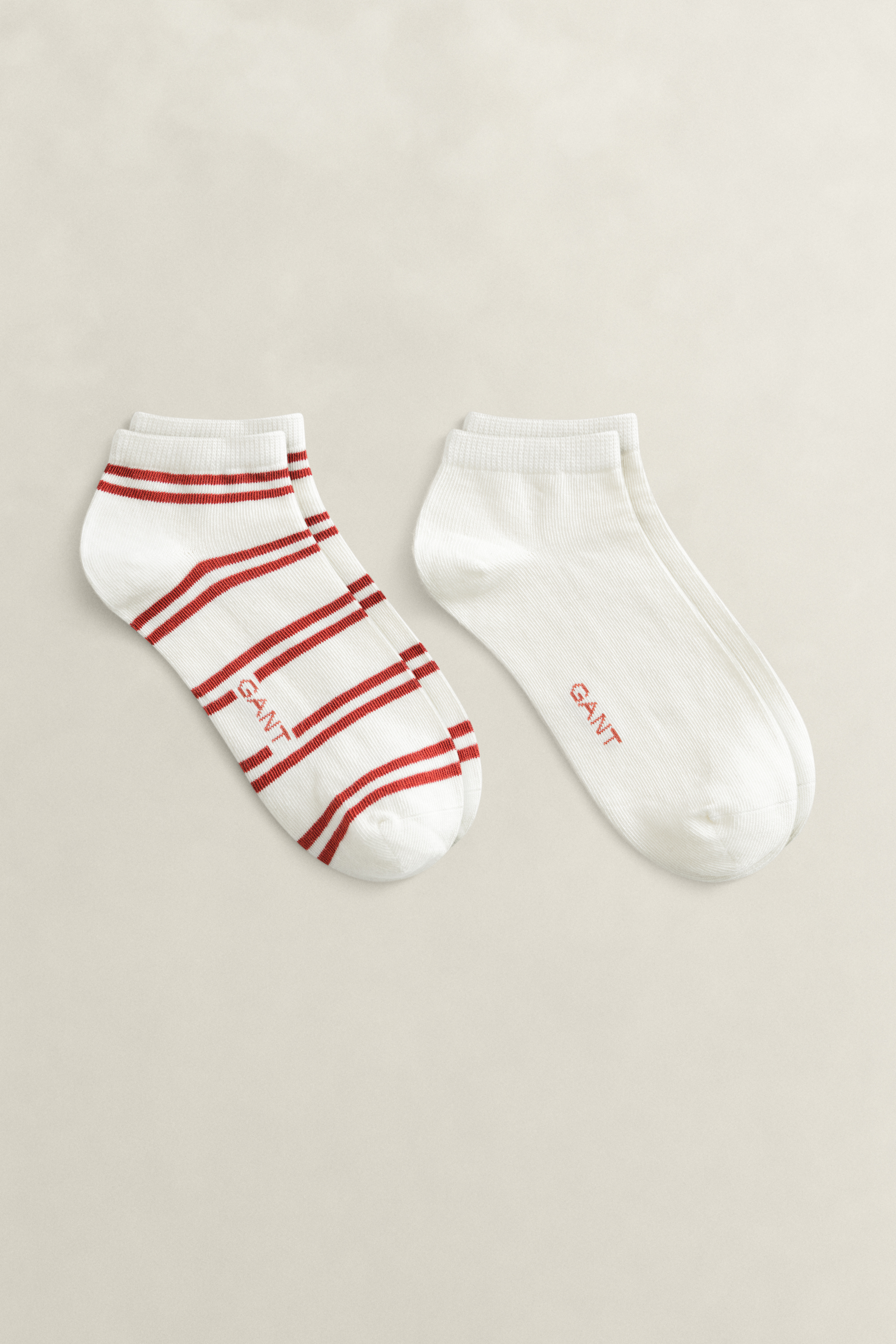 Gant Women's Off White 2-Pack Striped Ankle Socks (39-41) Eggshell