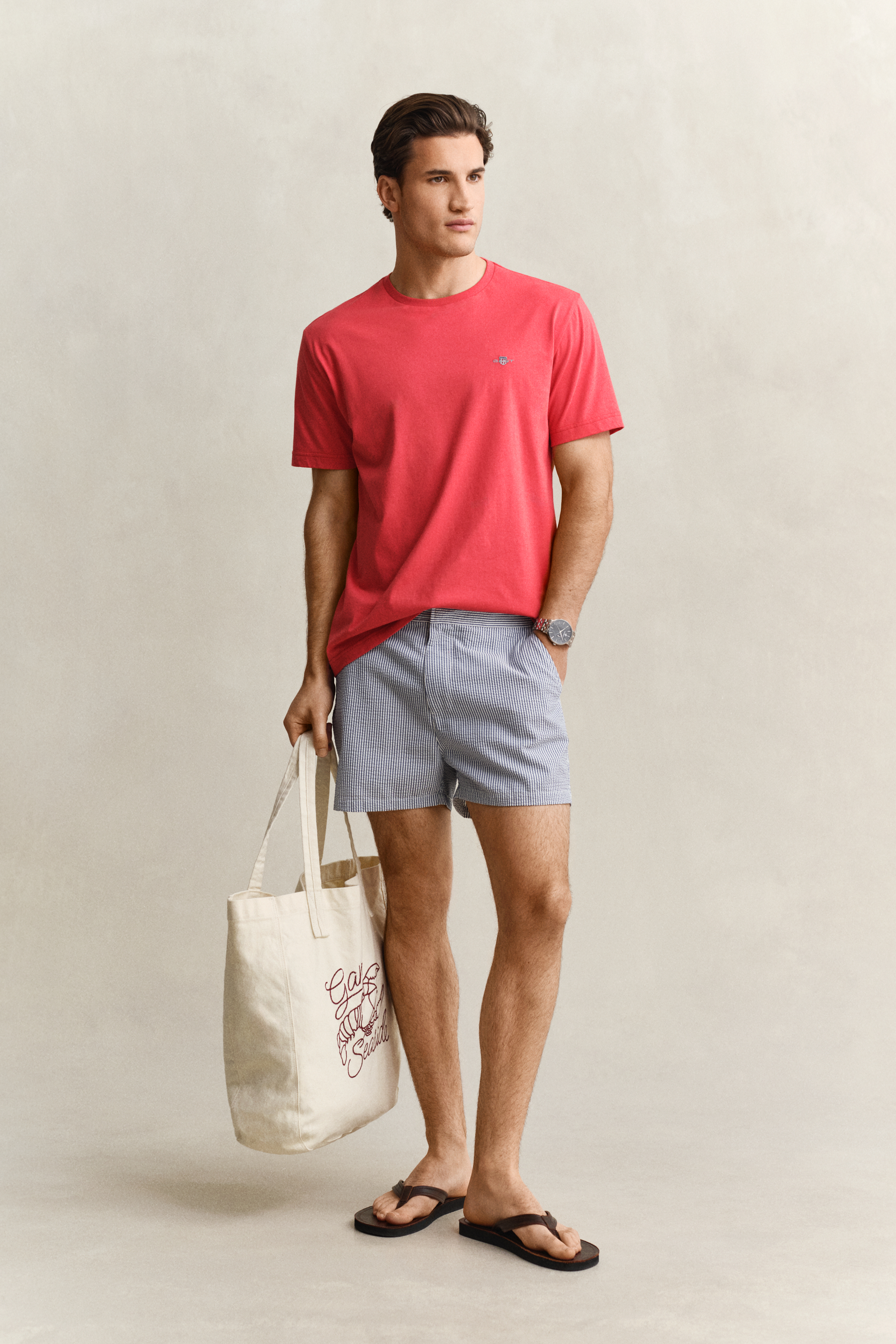 Gant Men's Vintage Blue Fitted Seersucker Swim Shorts (S)