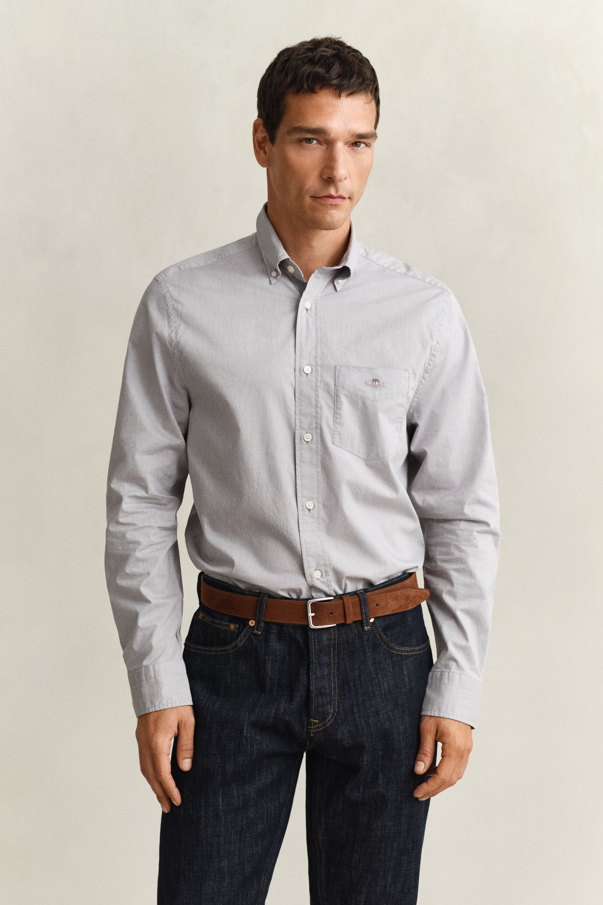 Gant Men's Pewter Grey Regular Fit Classic Poplin Shirt (4Xl)