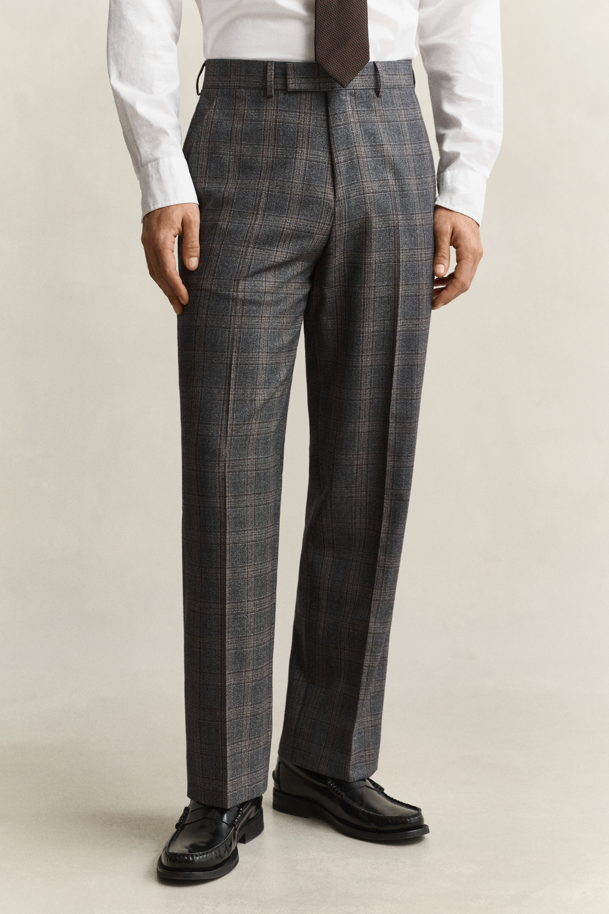 Gant Men's Ceramic Grey Melange Clen Check Suit Pants (56)