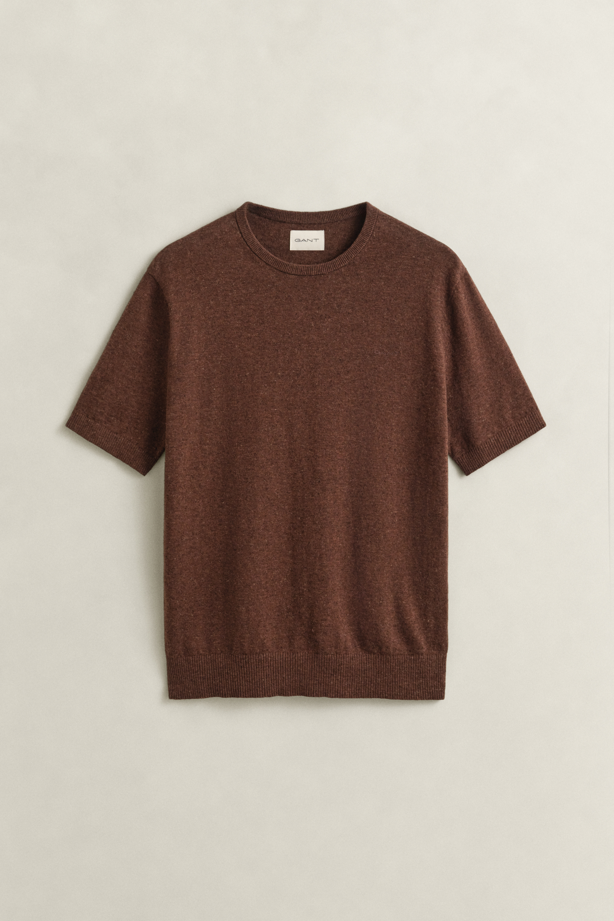 Slub Cotton Blend Short Sleeve Sweater
