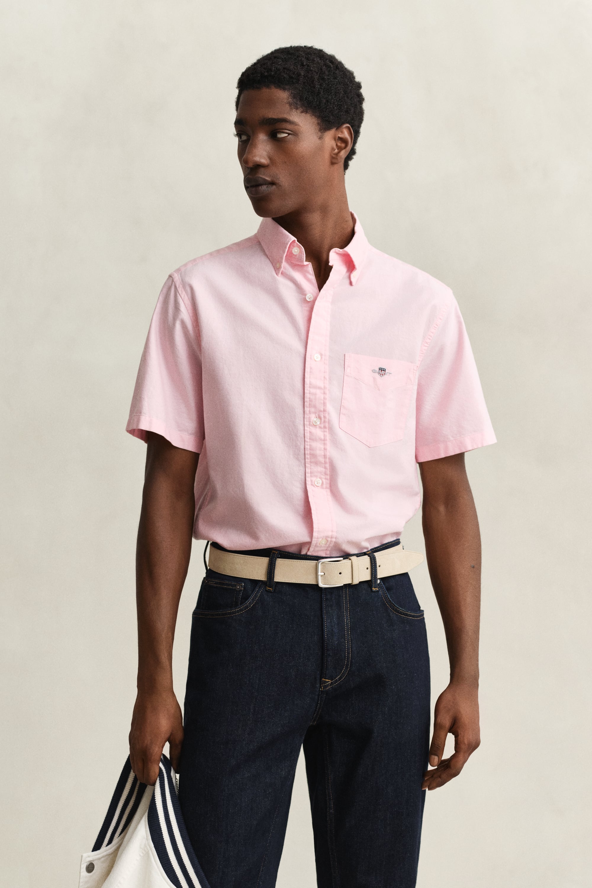 Gant Men's Washed Pink Classic Oxford Short Sleeve Shirt (Xxl)