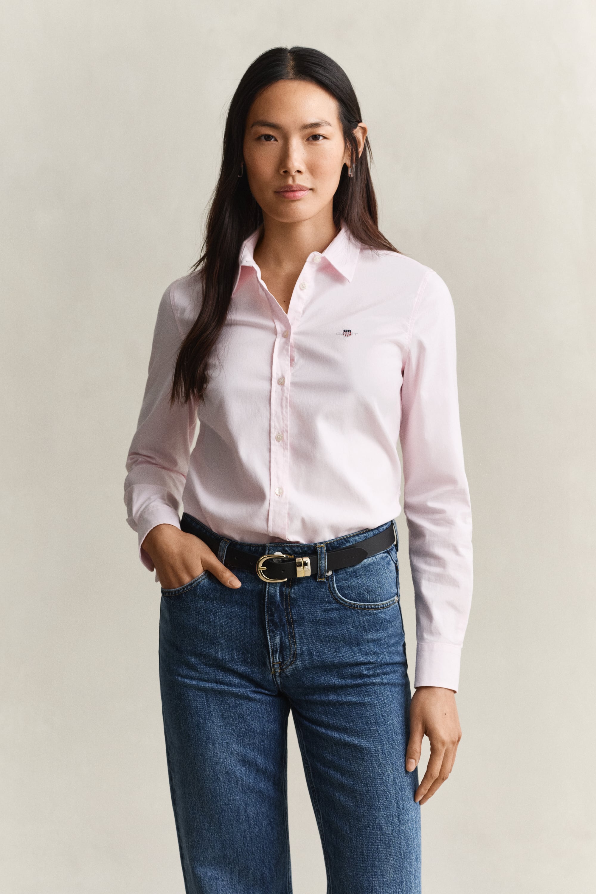 Gant Stretch Oxford Shirt In Pink