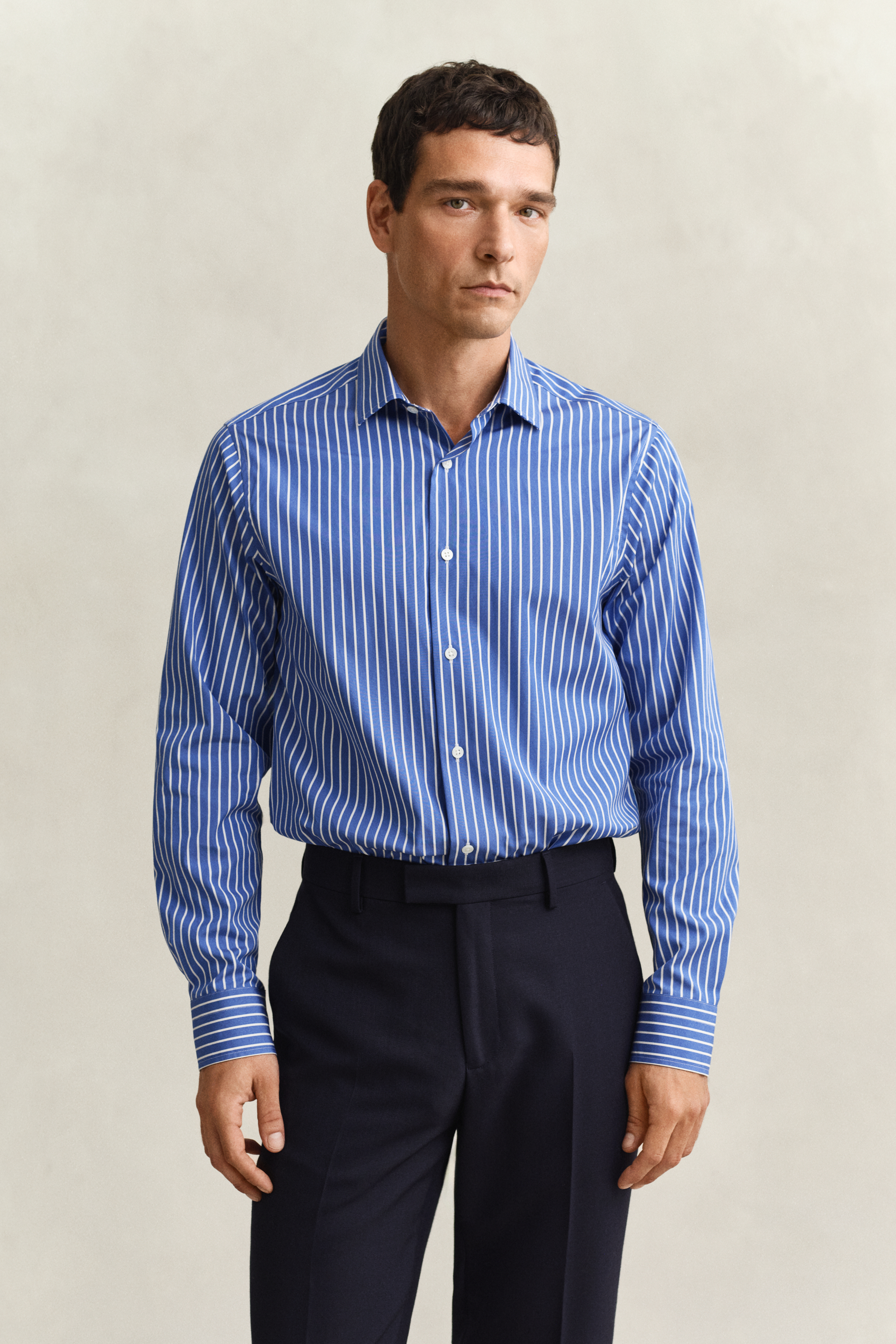Gant Men's Blue Poplin Dress Shirt (Xxl) Rich